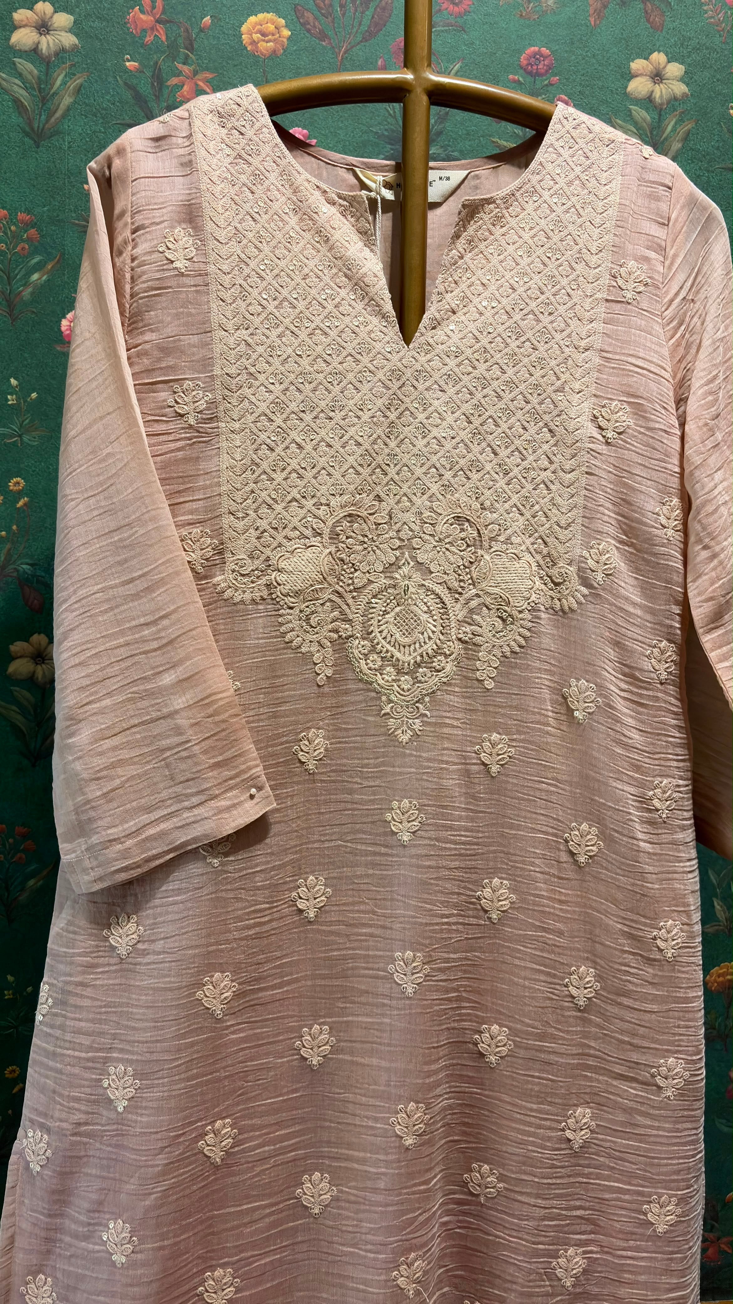 Pastel Pink Mul-Chanderi Kurta Set
