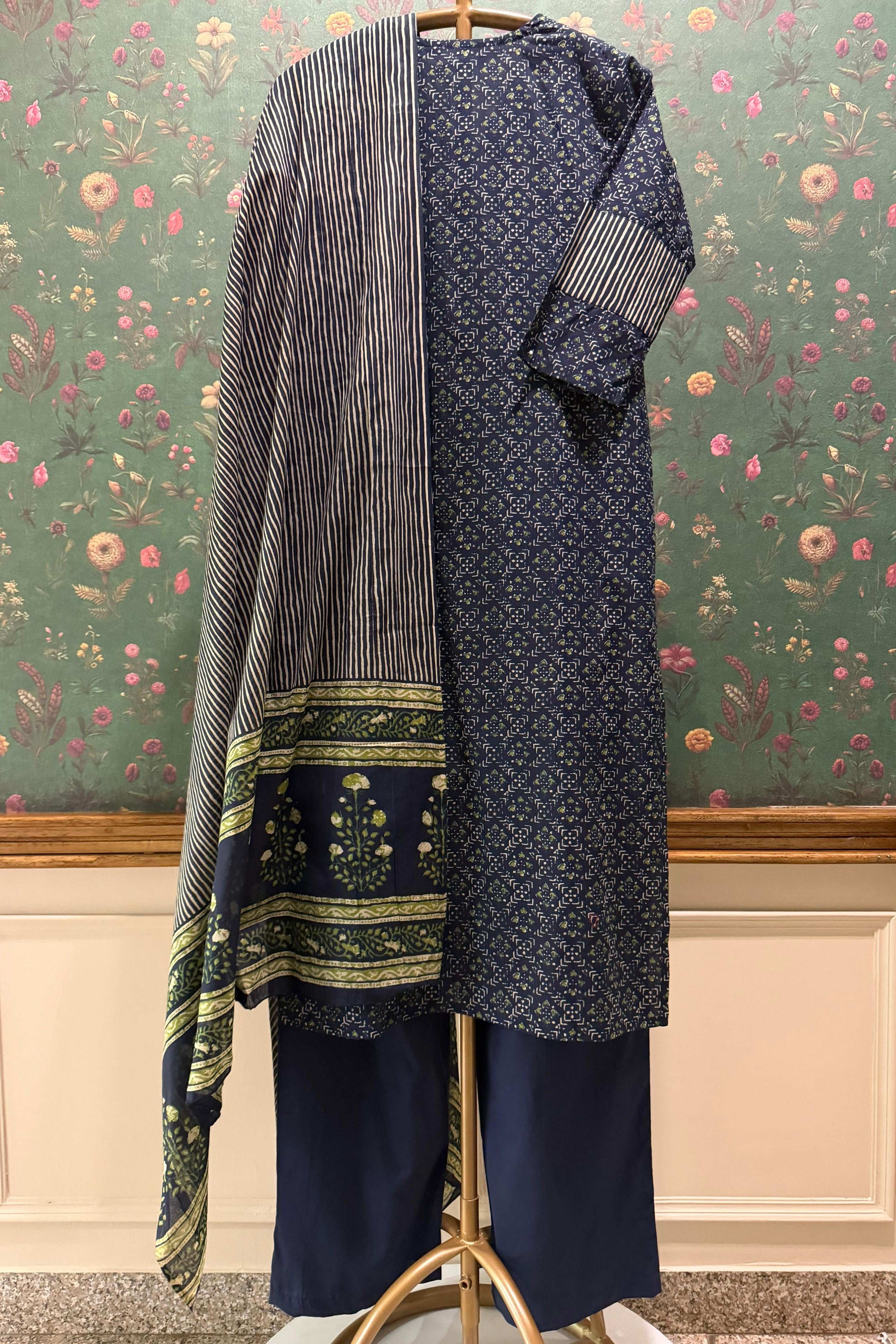 Rekha Ajrakh Blue Suit Set | HER-678