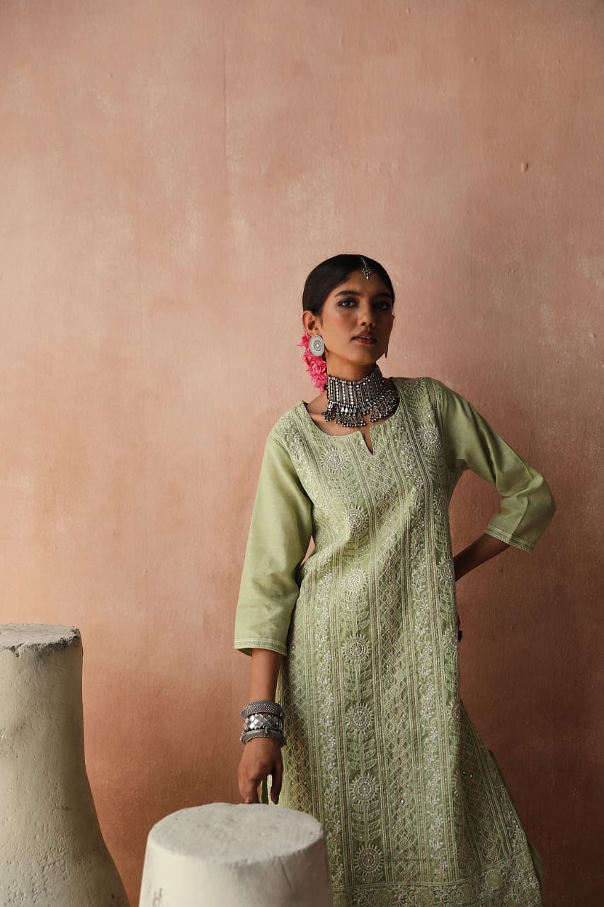 Mint Green Chikankari Kurta Set | HER-258