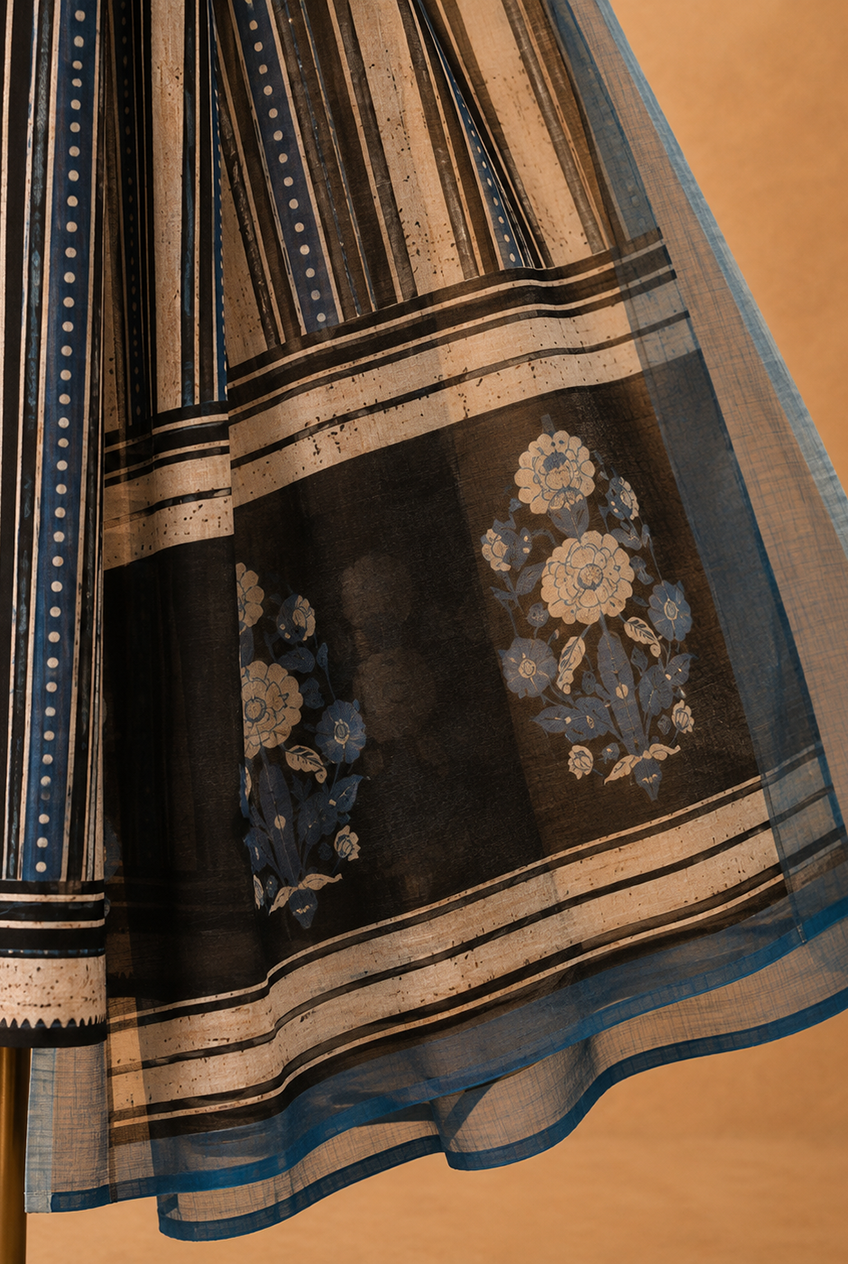 Blue Floral Printed Linen Suit Set | HER-644