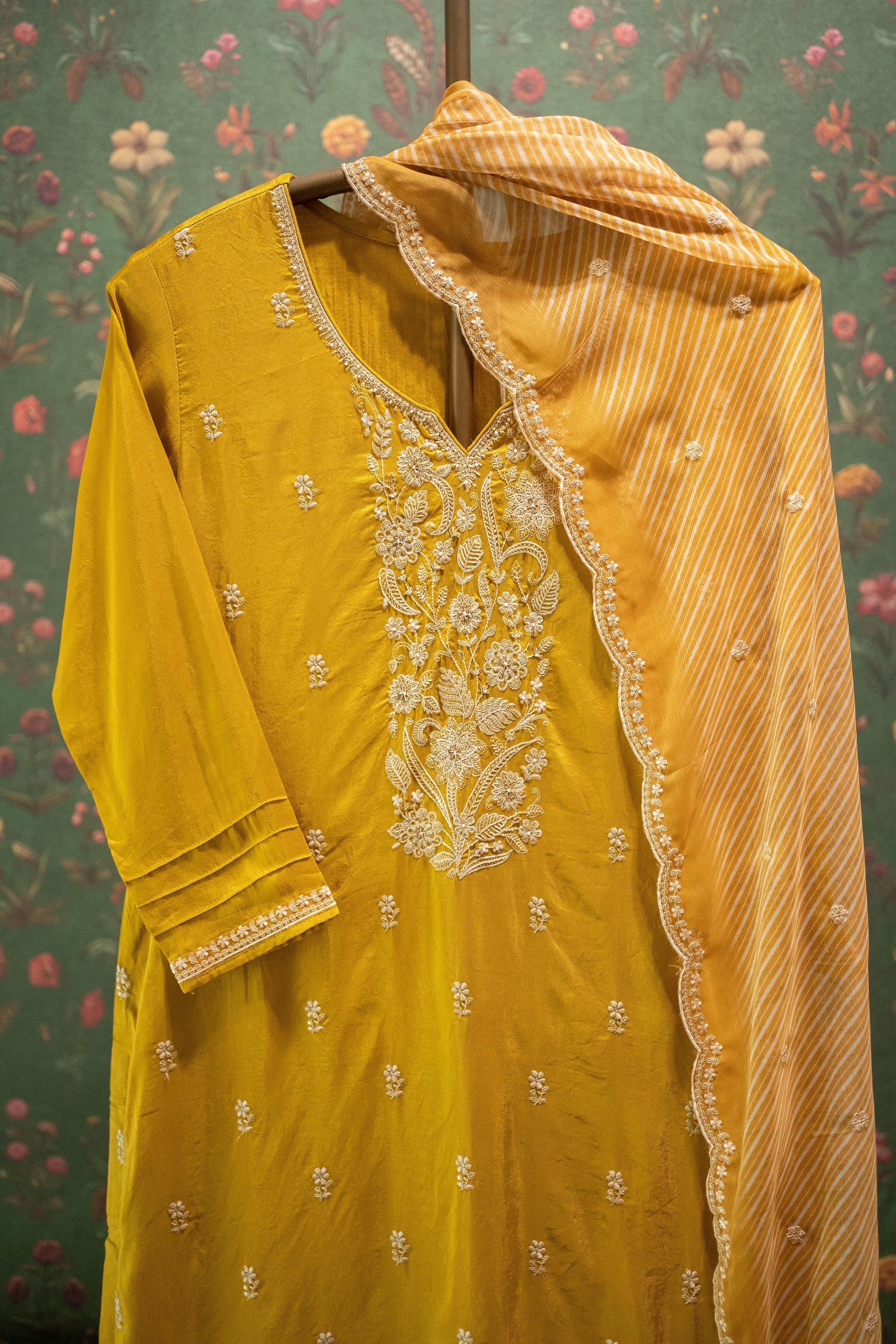 Aarvi Yellow Embroidered Suit Set | HER-559