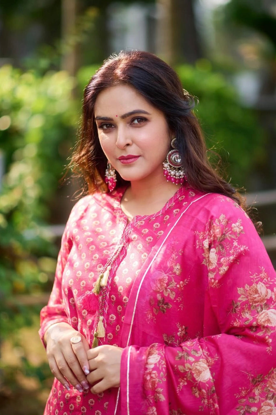 Dark Pink Chanderi Suit Set | HER-410