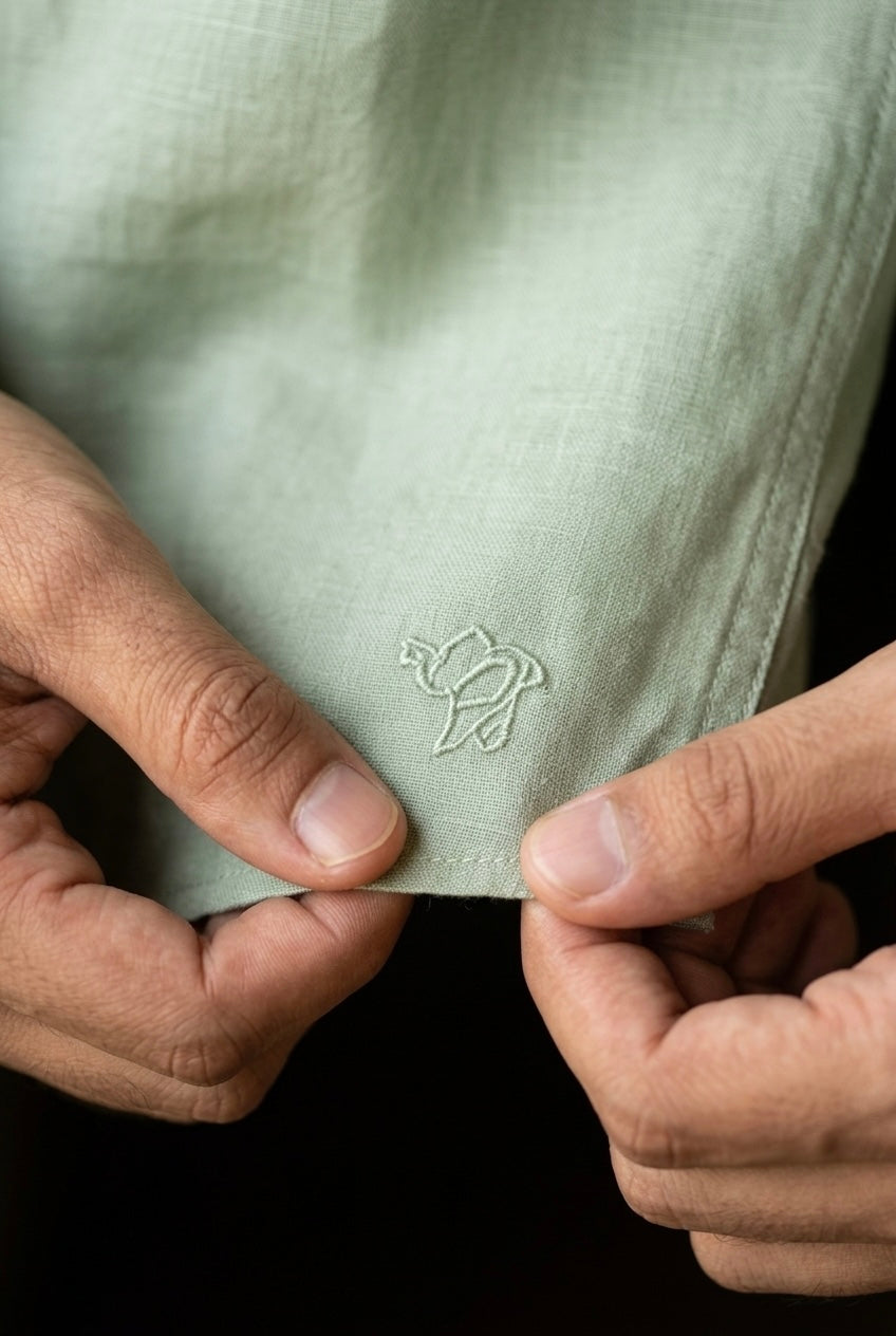 Men’s Sage Green Pure Linen Full Sleeves Shirt