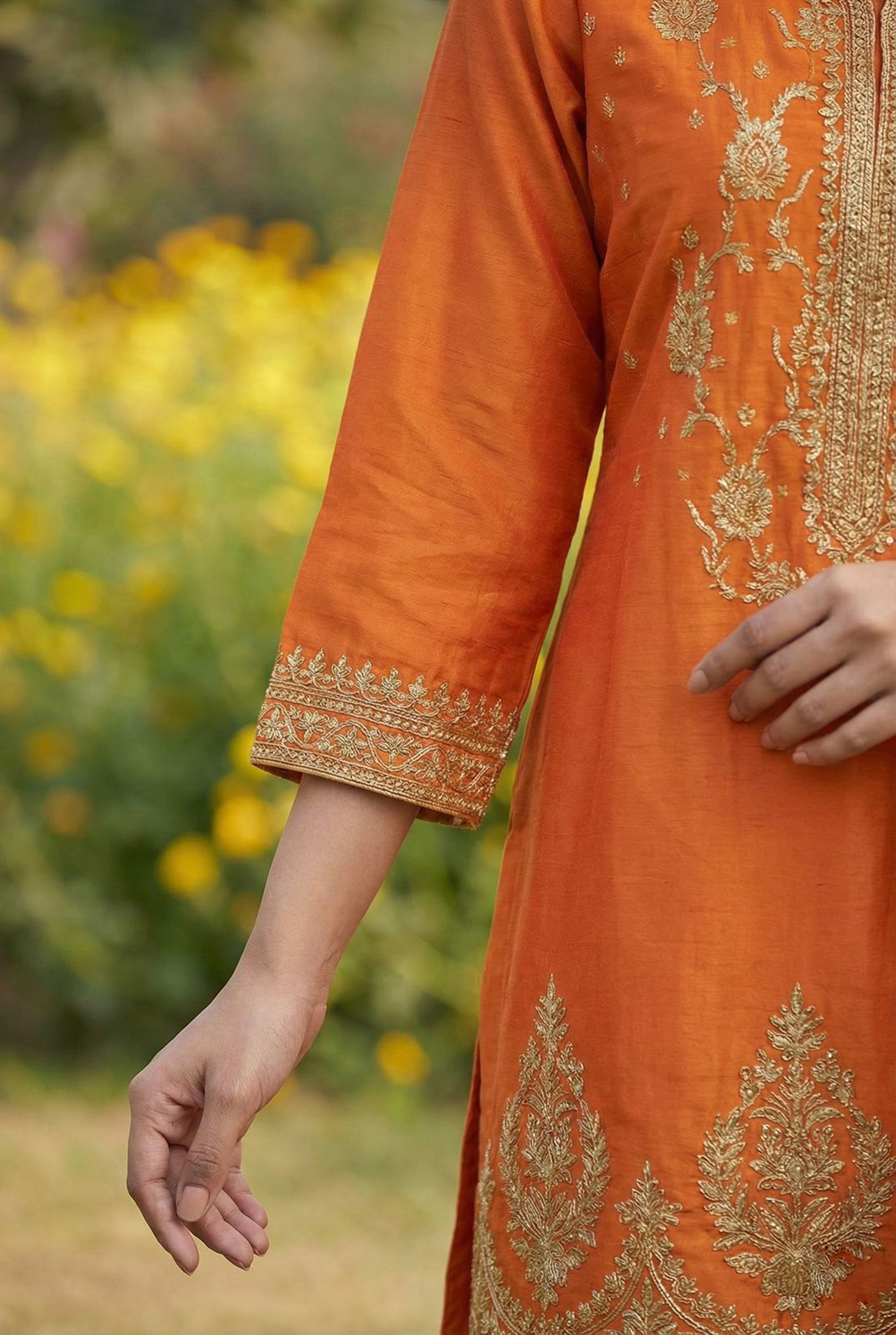 Heritage Rust Orange Banarasi Embroidered Suit Set | HER-563
