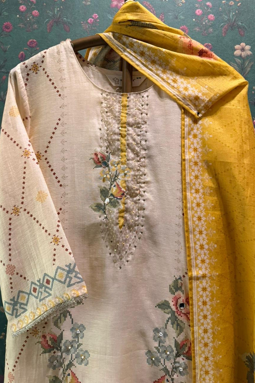 Gulrang Noor Yellow Chanderi Suit Set | HER-654