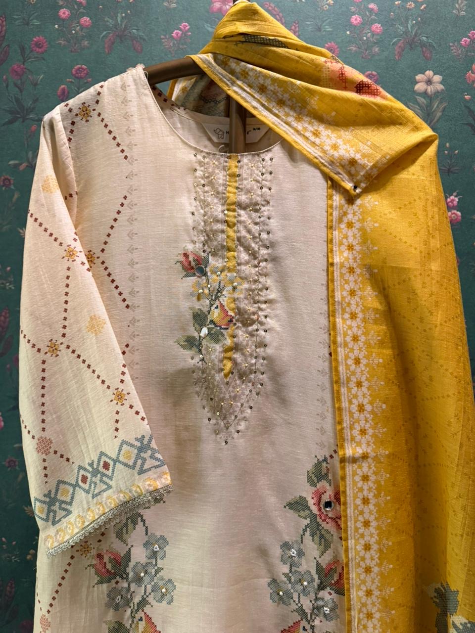 Gulrang Noor Yellow Chanderi Suit Set | HER-654