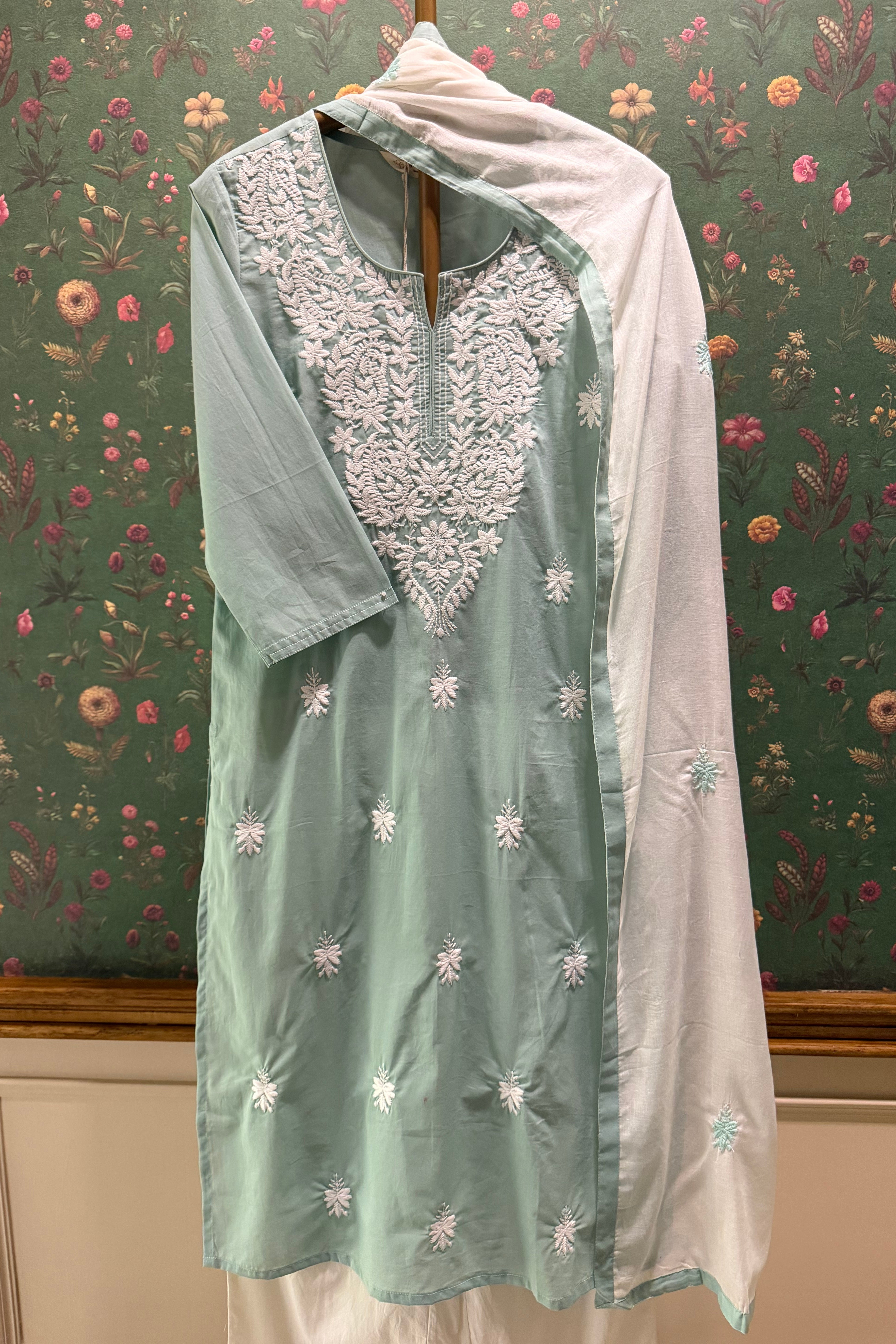 Aqua Chikankari Suit Set | HER-703