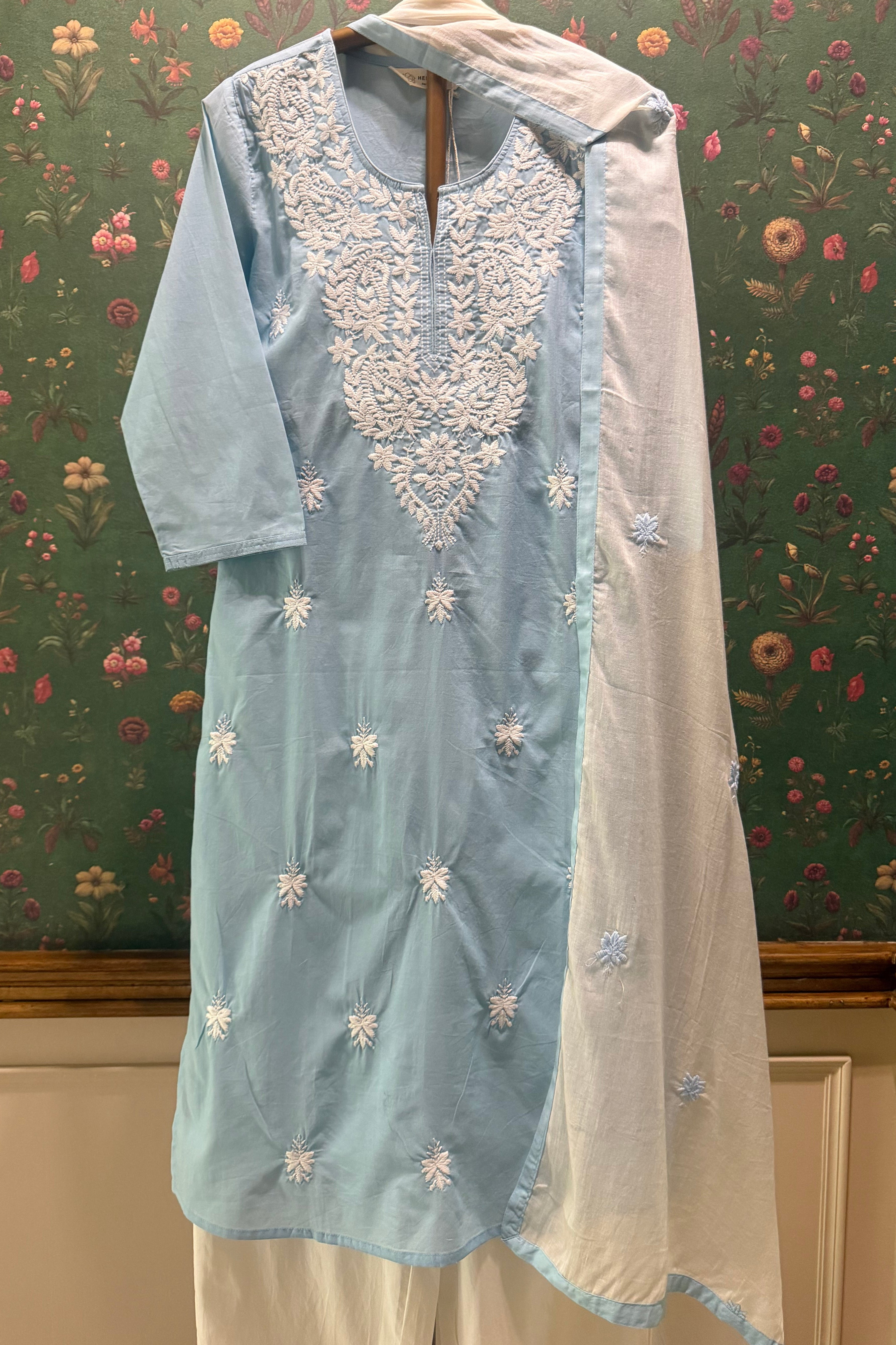 Pastel Blue Chikankari Suit Set | HER-703