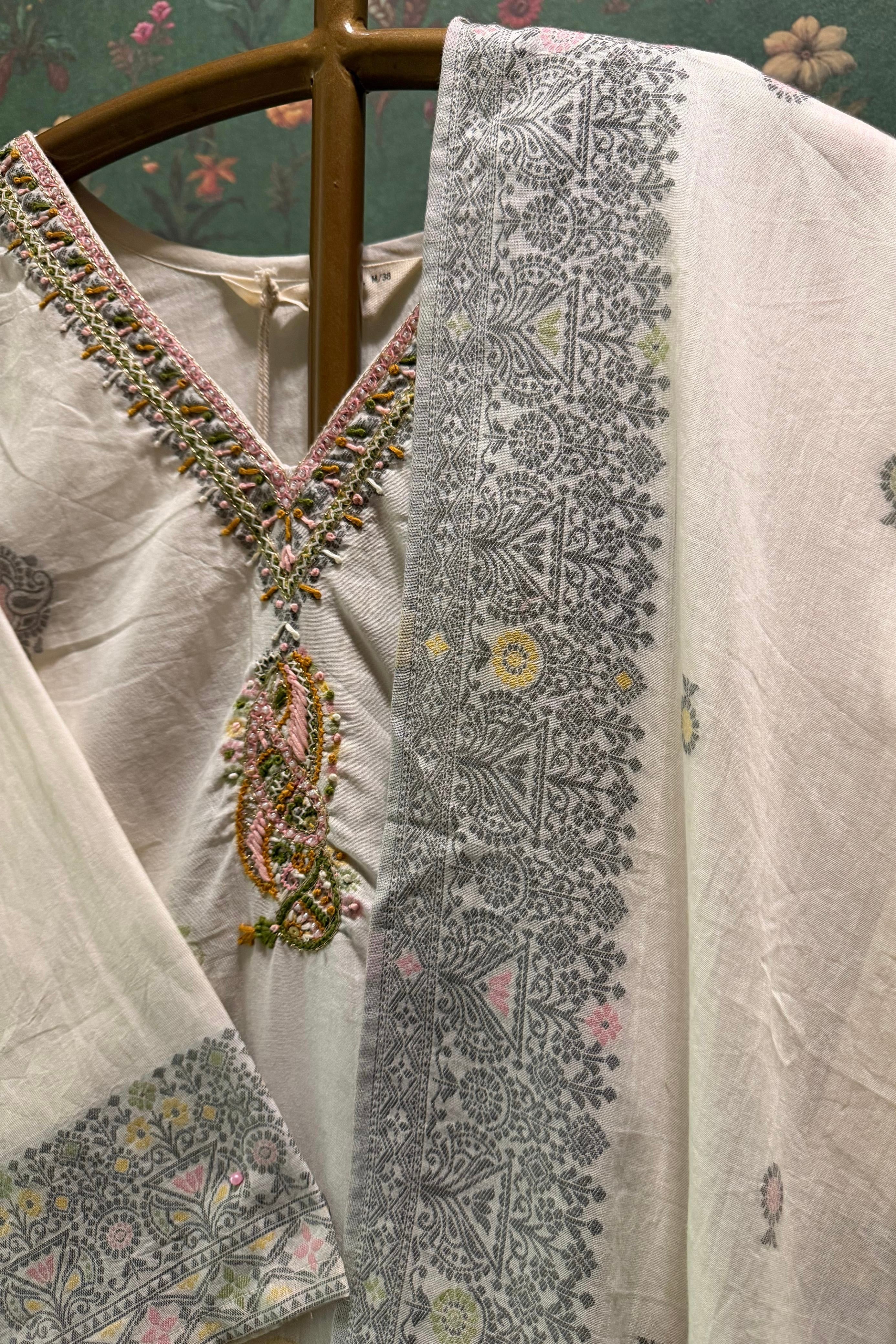 Parizad Handcrafted Pastel Cotton Suit Set | HER-589