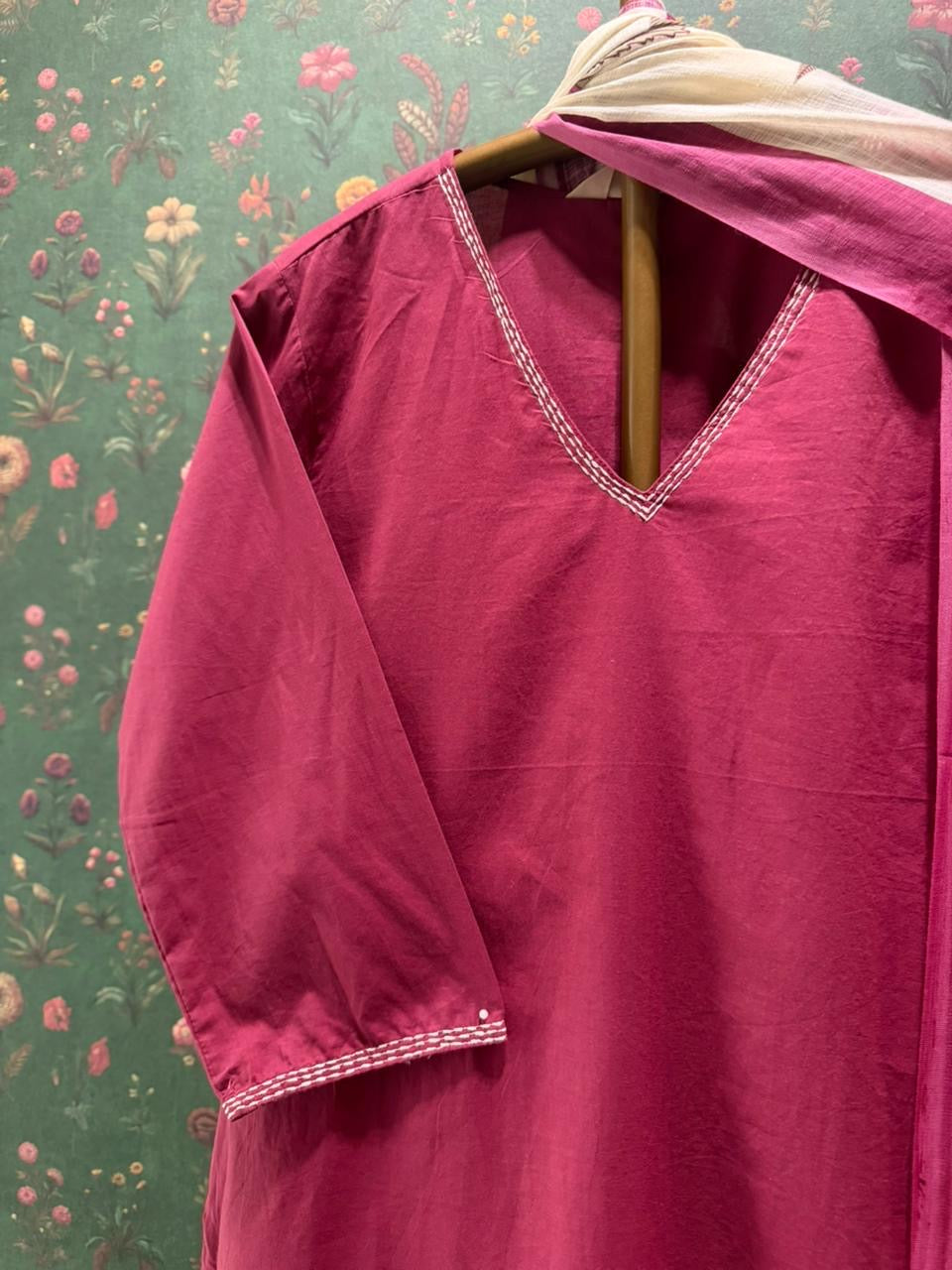Berry Pink Oversized Cotton Suit Set | HER-689
