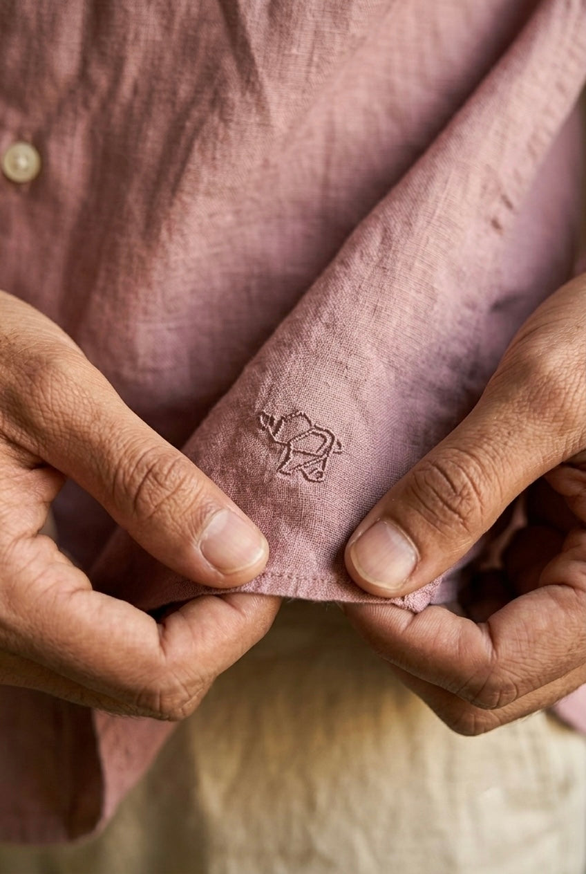 Dusty Rose Pink Men’s Pure Linen Full Sleeves Shirt