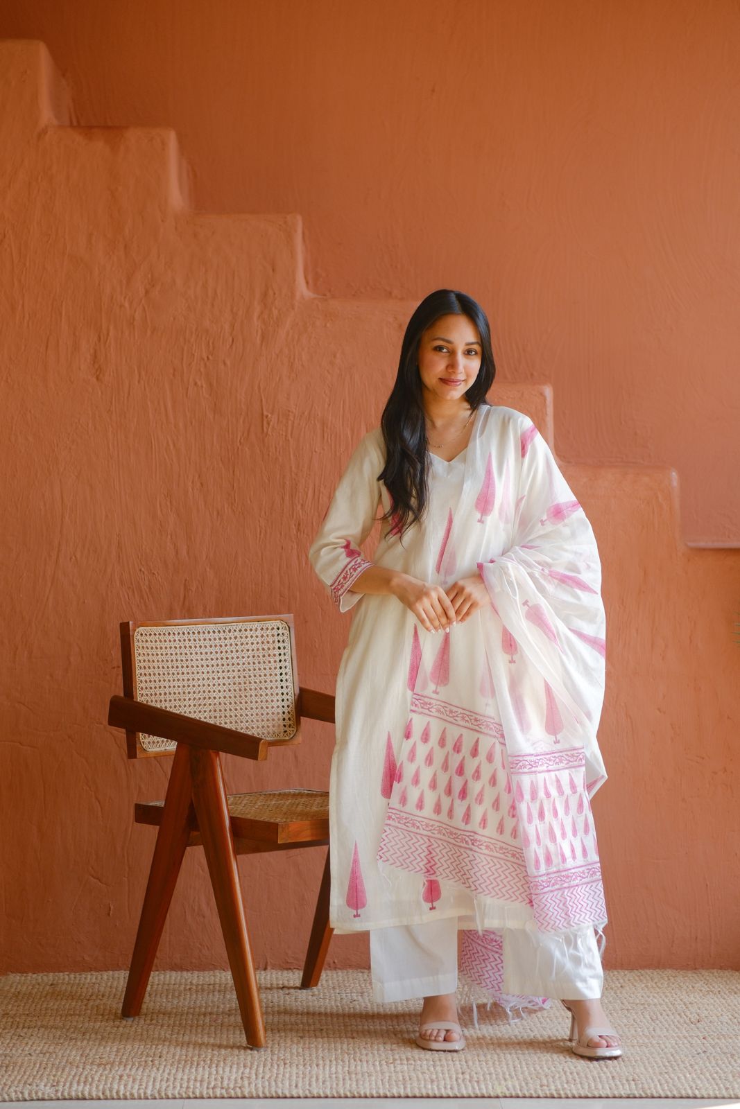 Ivory White Pure Chanderi Suit Set | HER-760