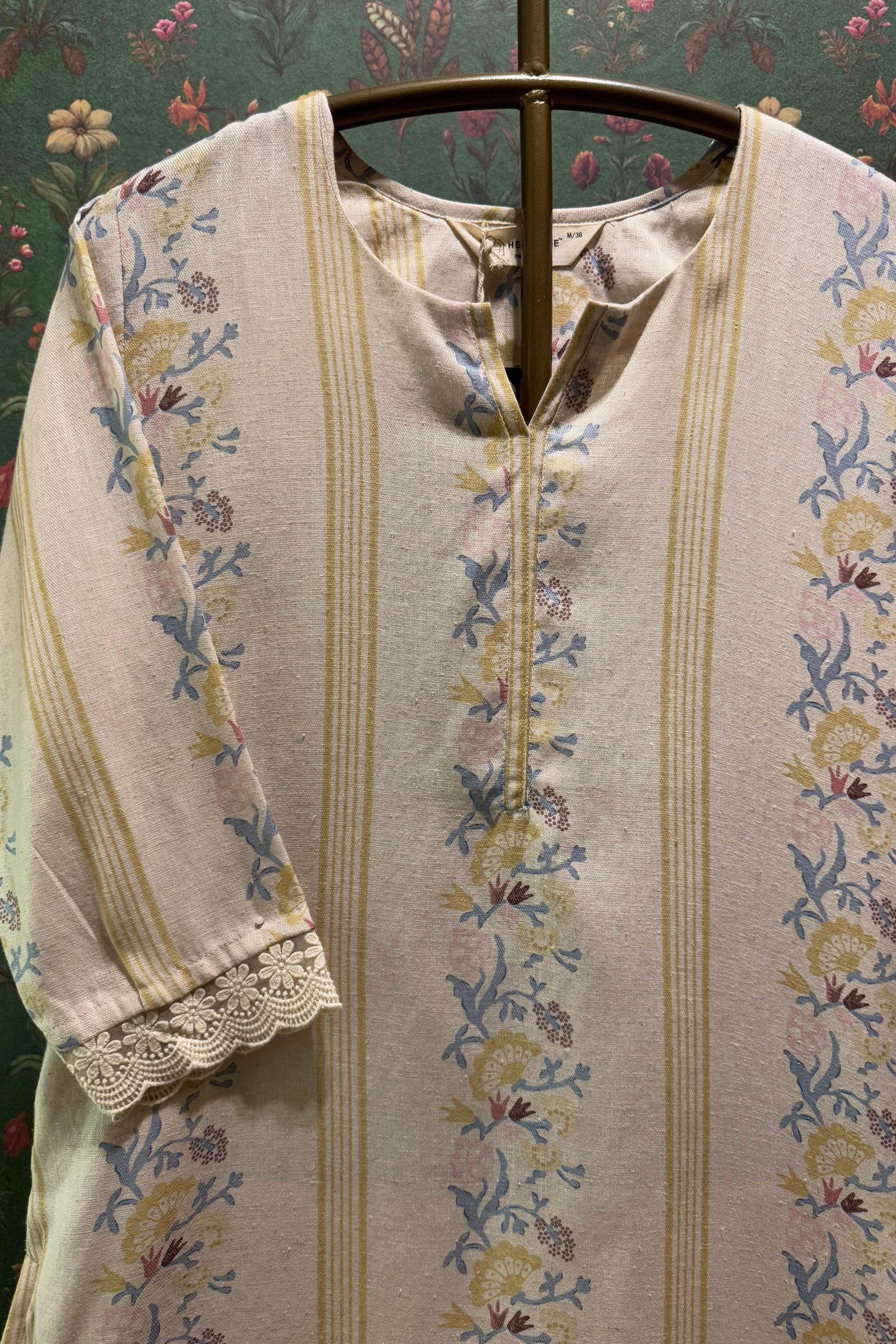 Gulzaar Yellow Handloom Cotton Kurta/Co-ord Set | HER-532