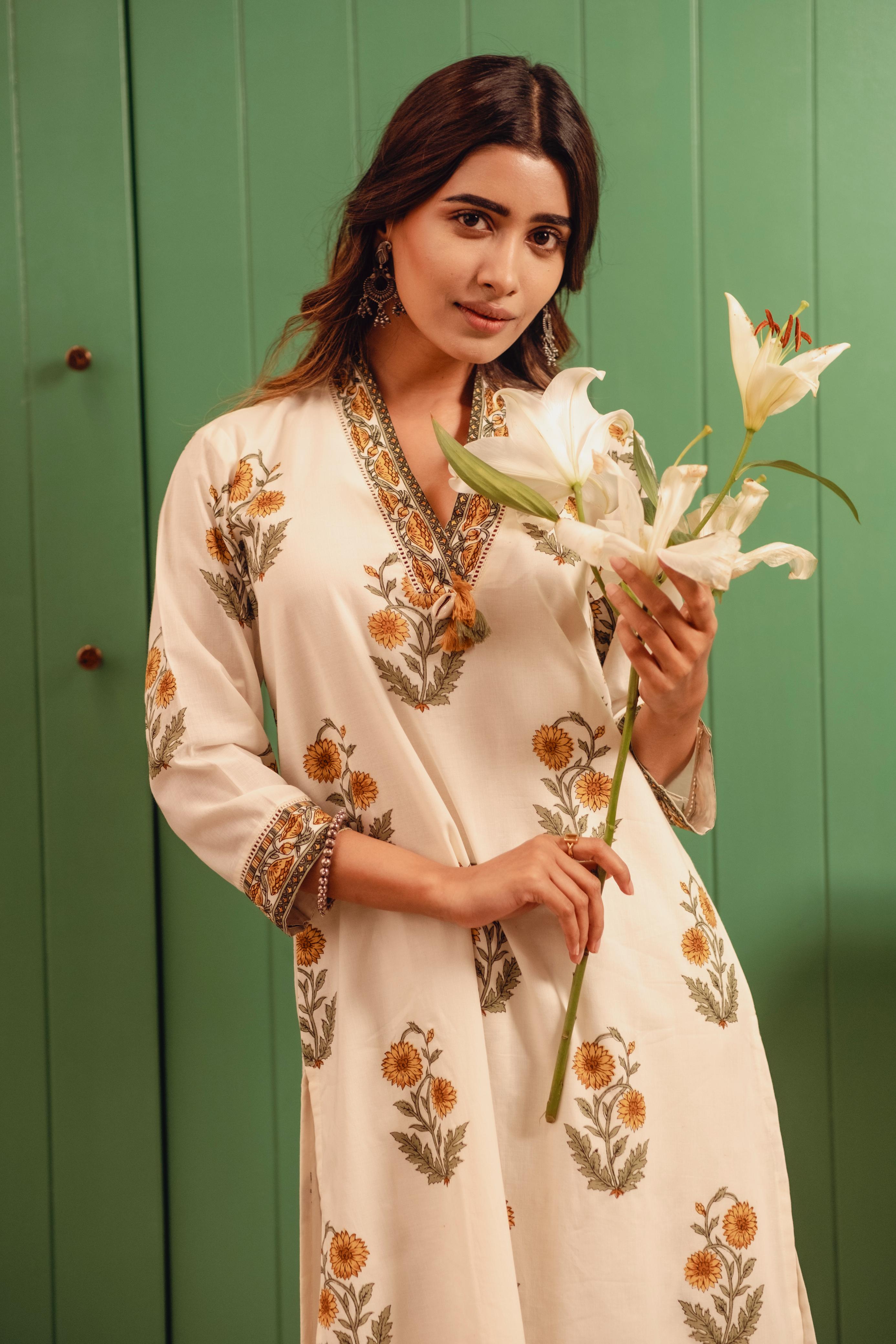 Marigold Whispers Cotton Kurta/Co-ord Set | HER-504