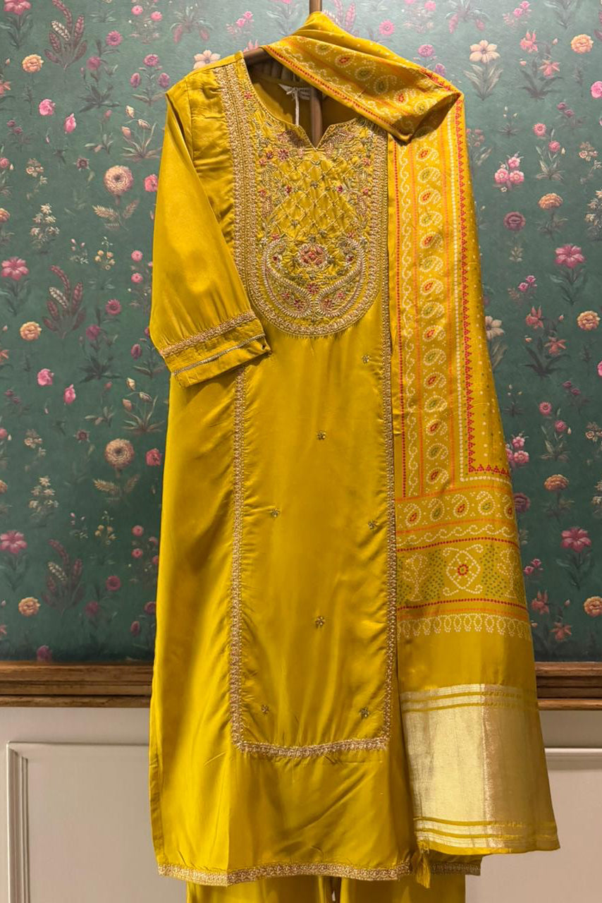 Rajrani Lime Yellow Festive Suit Set | HER-660