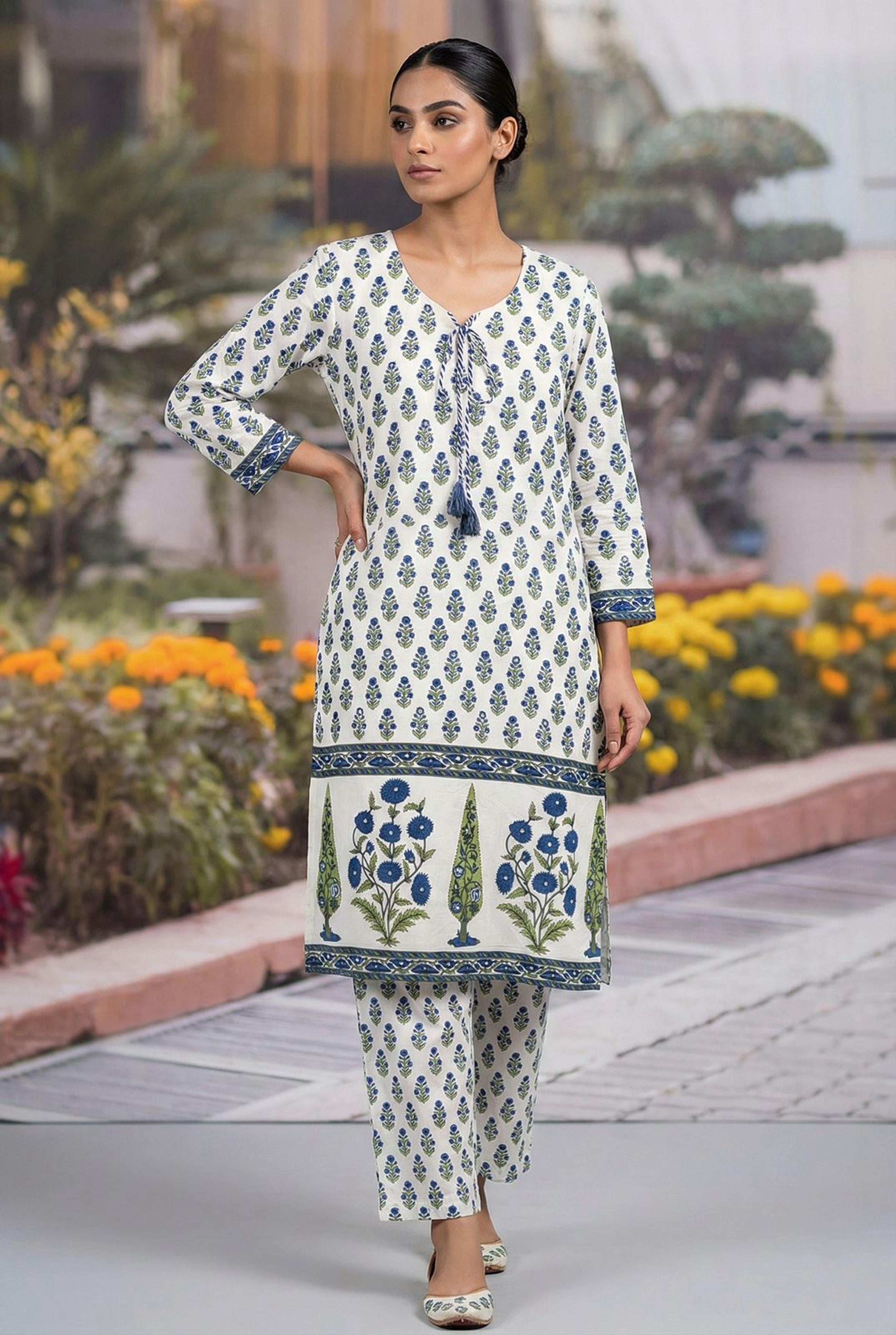 Tassel Bloom Blue Co-ord/Kurta Set | HER-566