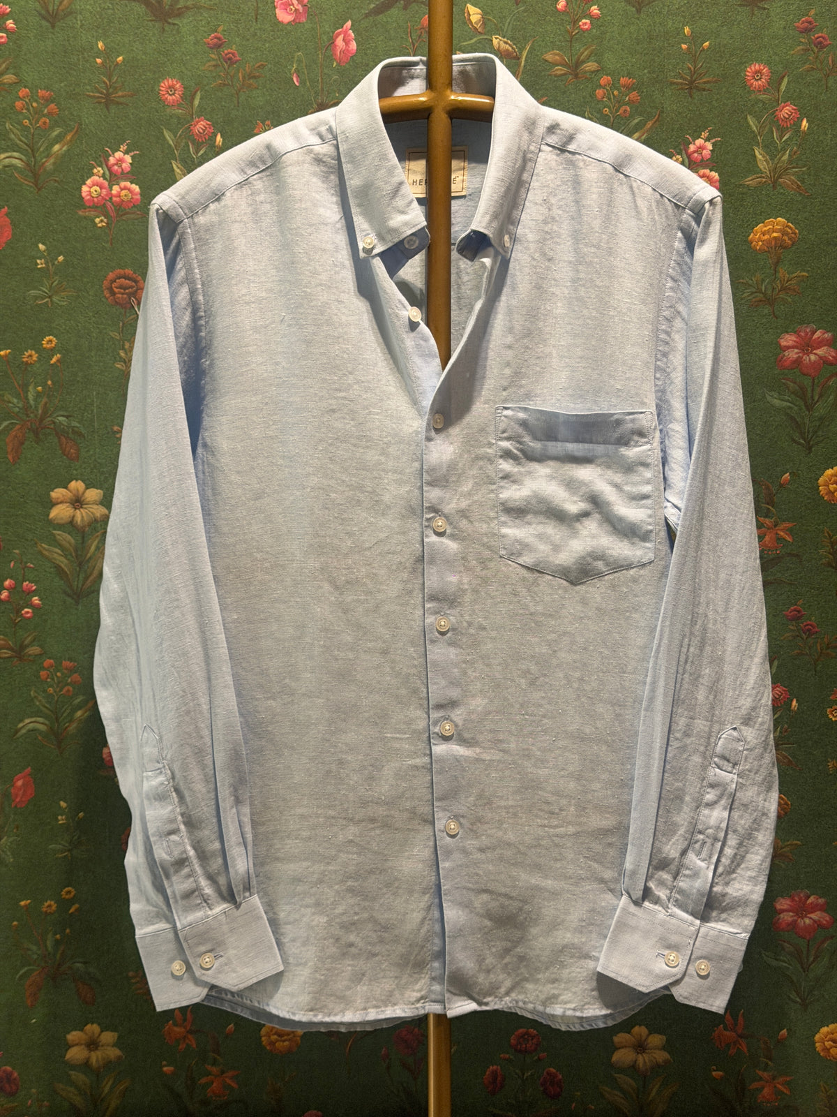 Pastel Blue Men’s Pure Linen Full Sleeves Shirt