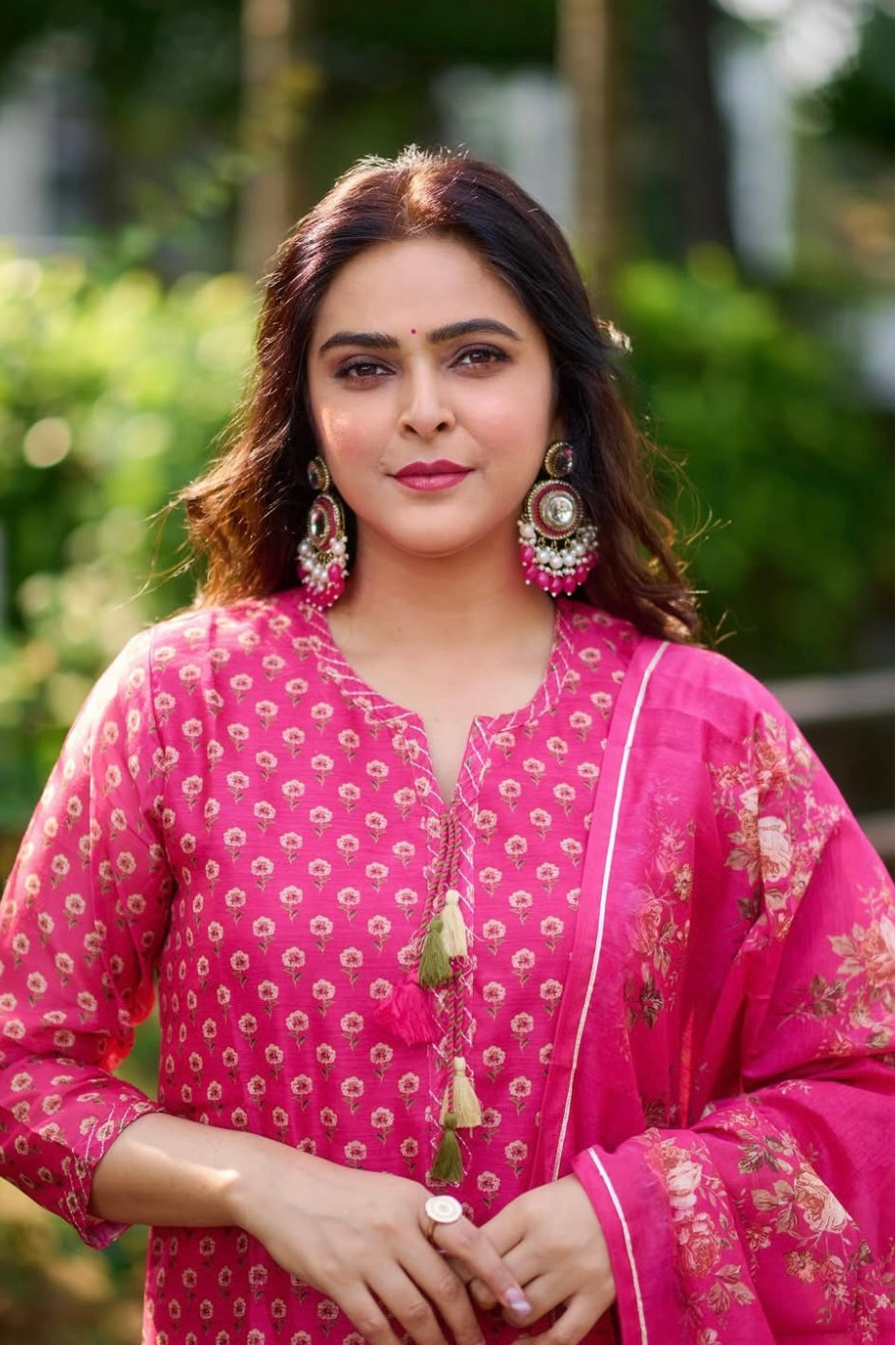 Dark Pink Chanderi Suit Set | HER-410