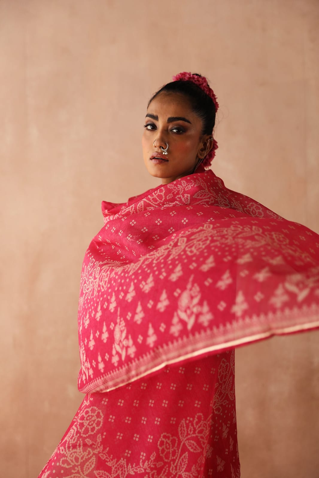 Pink Bandhani Chanderi Suit Set | HER-254