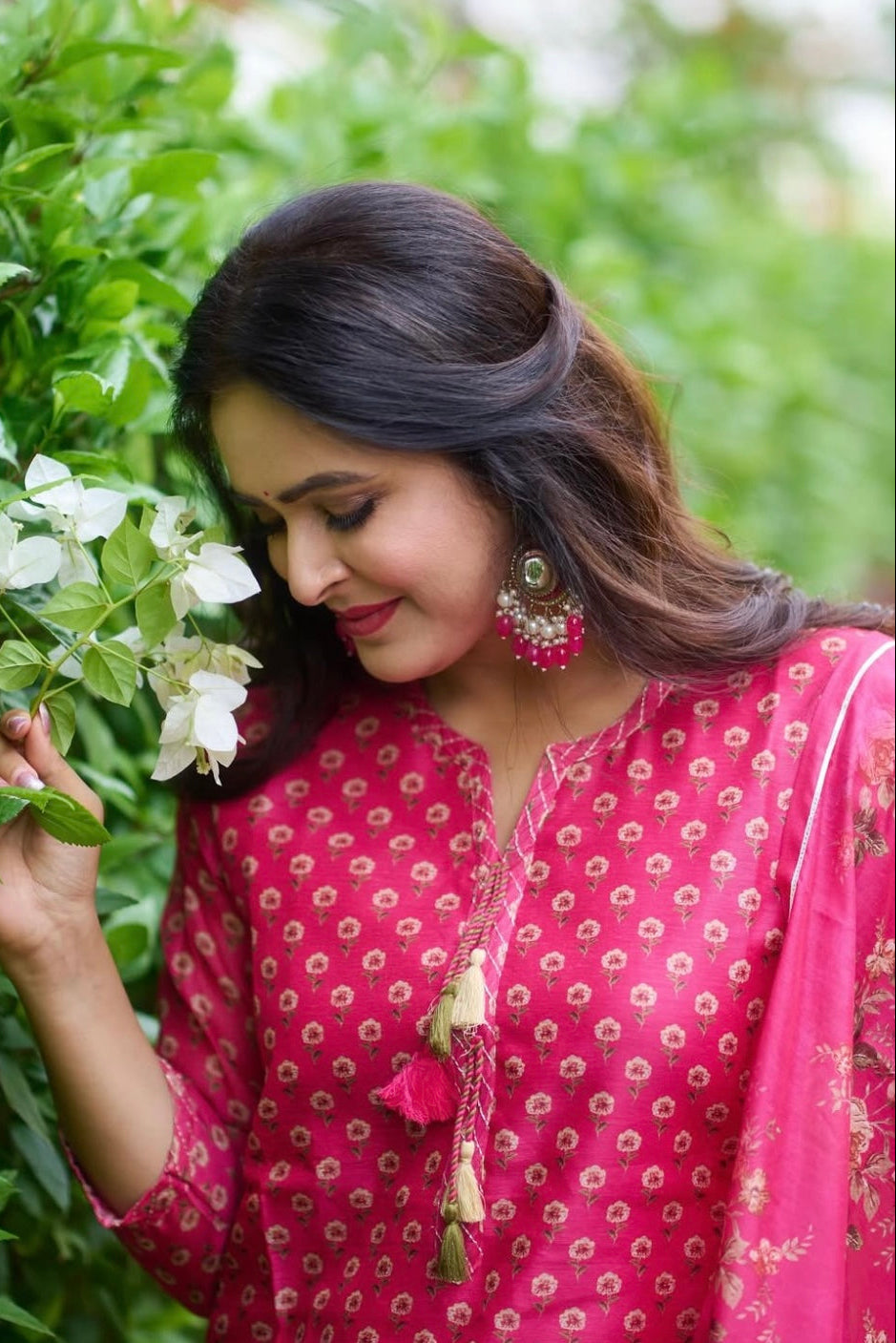 Dark Pink Chanderi Suit Set | HER-410