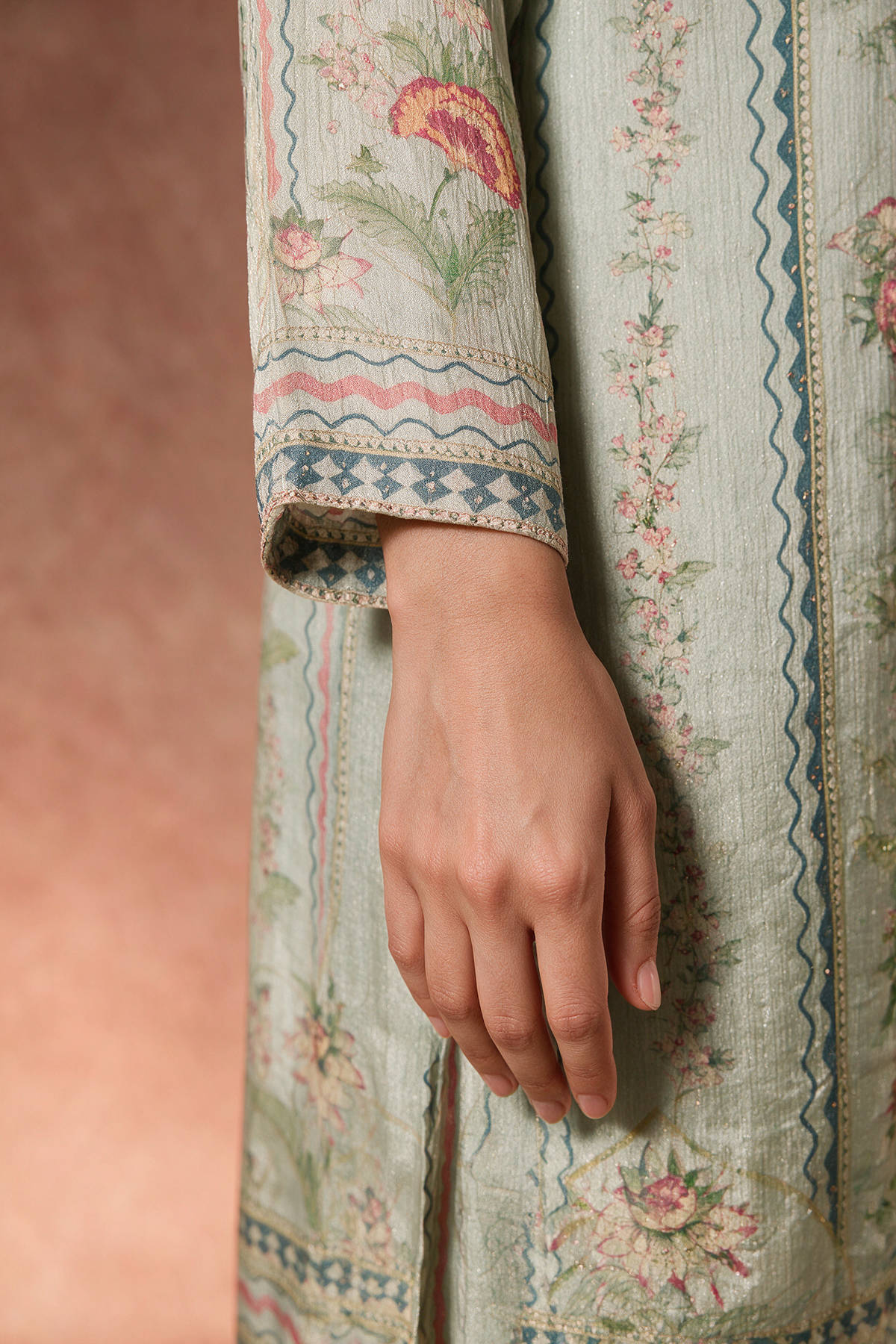Sage Green Floral Tissue Suit Set