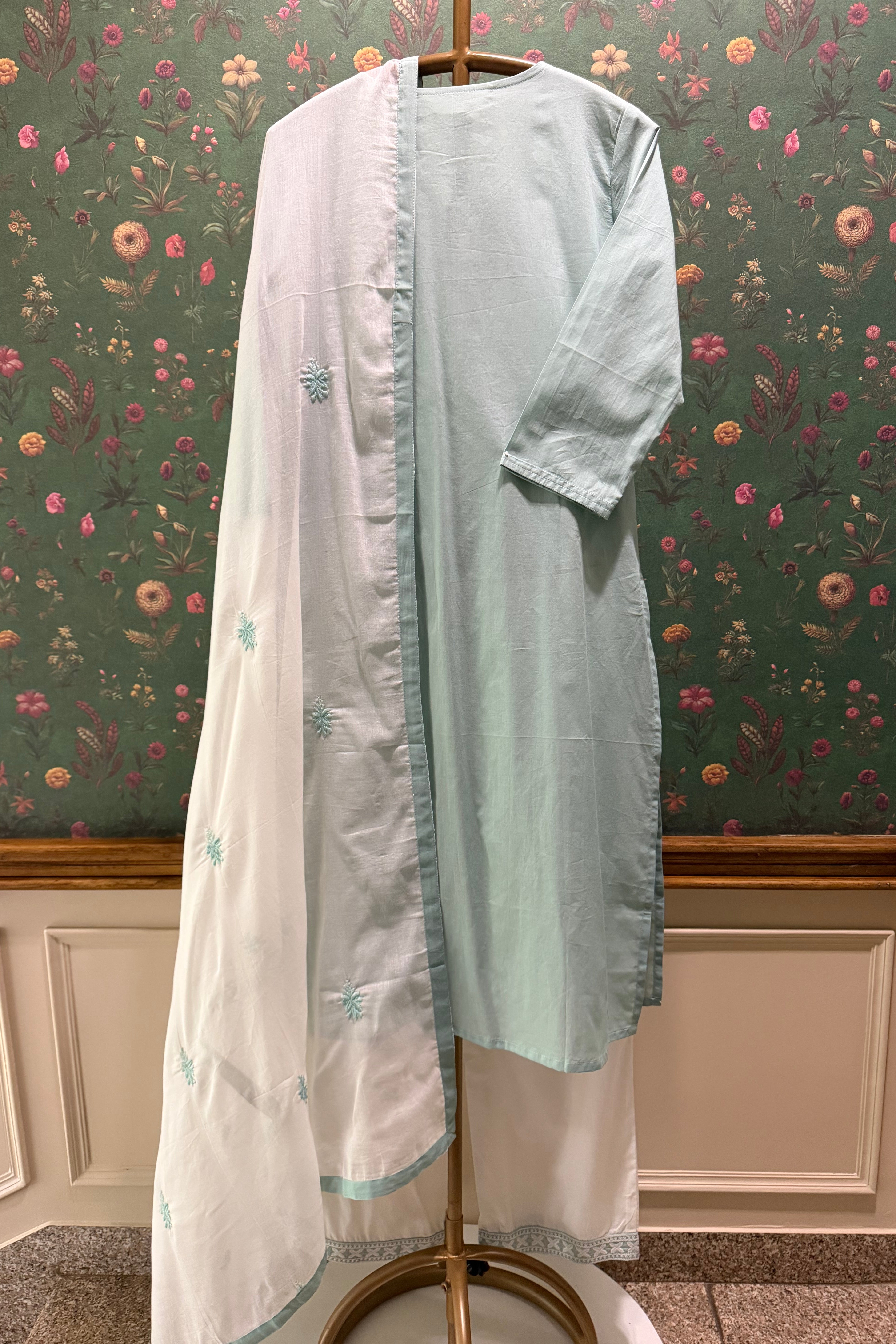 Aqua Chikankari Suit Set | HER-703