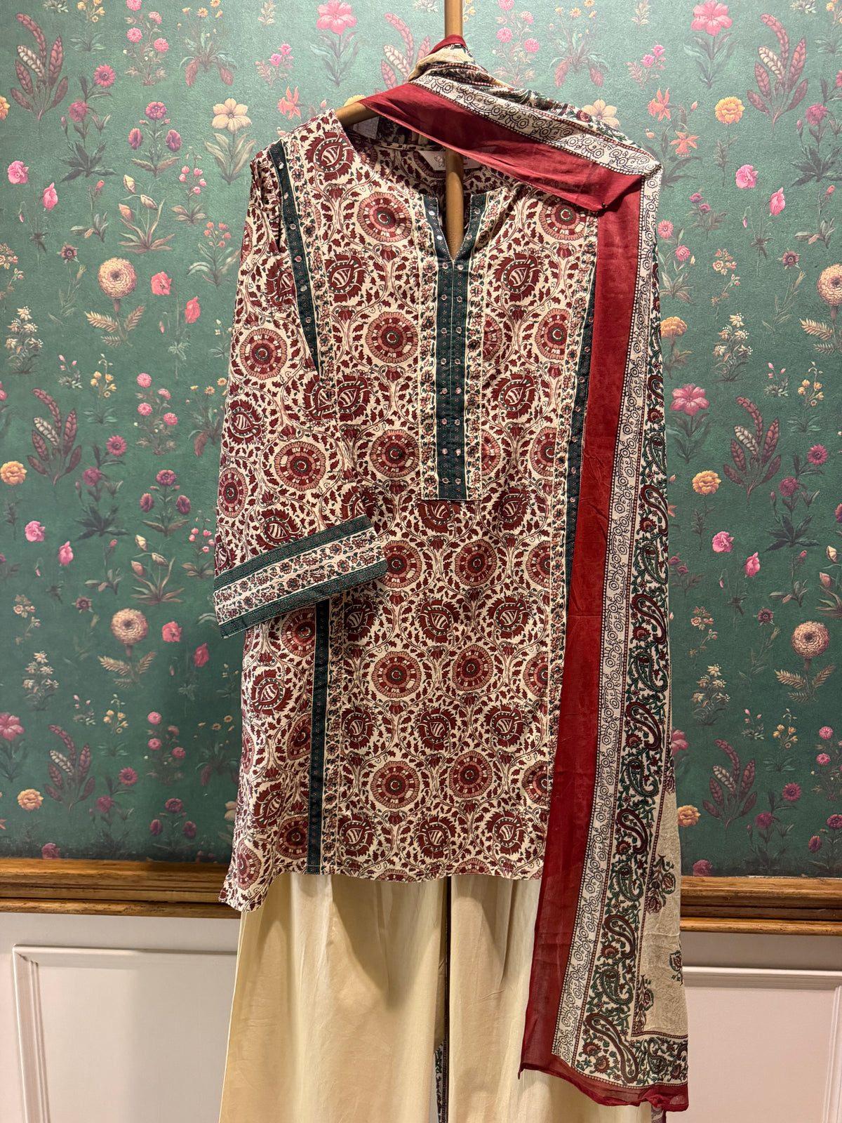 Maroon & Ivory Farshi Salwar Set