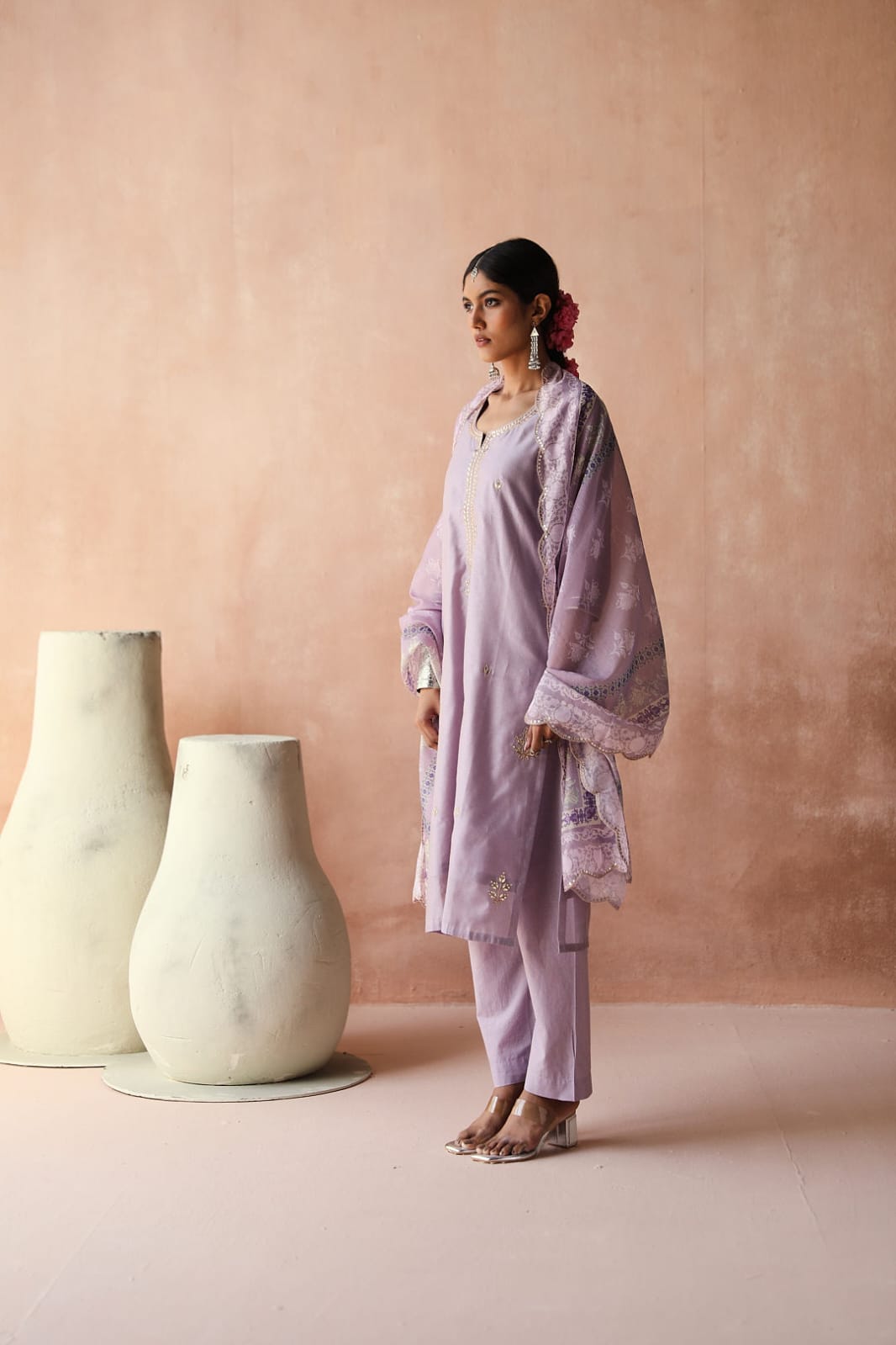 Lilac Chanderi Kurta Set | HER-252