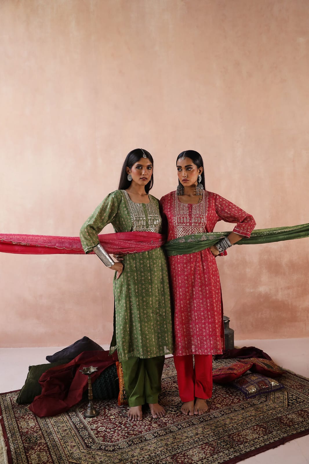 Dark Pink Chanderi Suit Set | HER-260