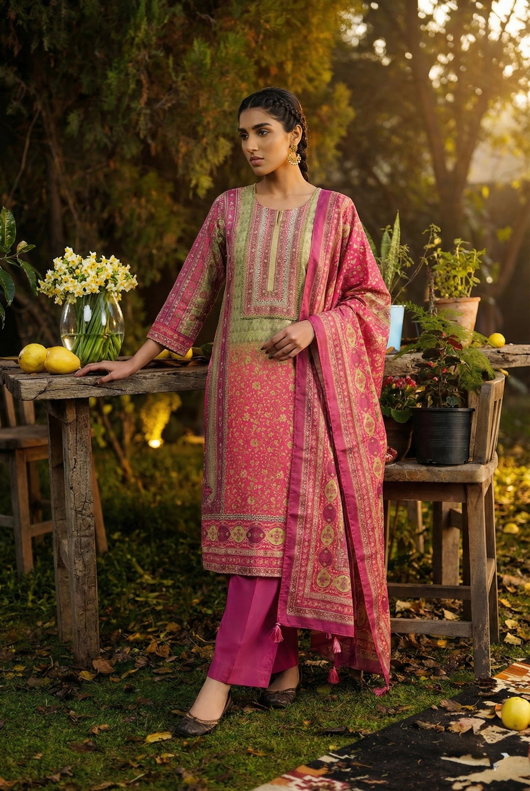 Meher Gul Sage Suit Set | HER-602