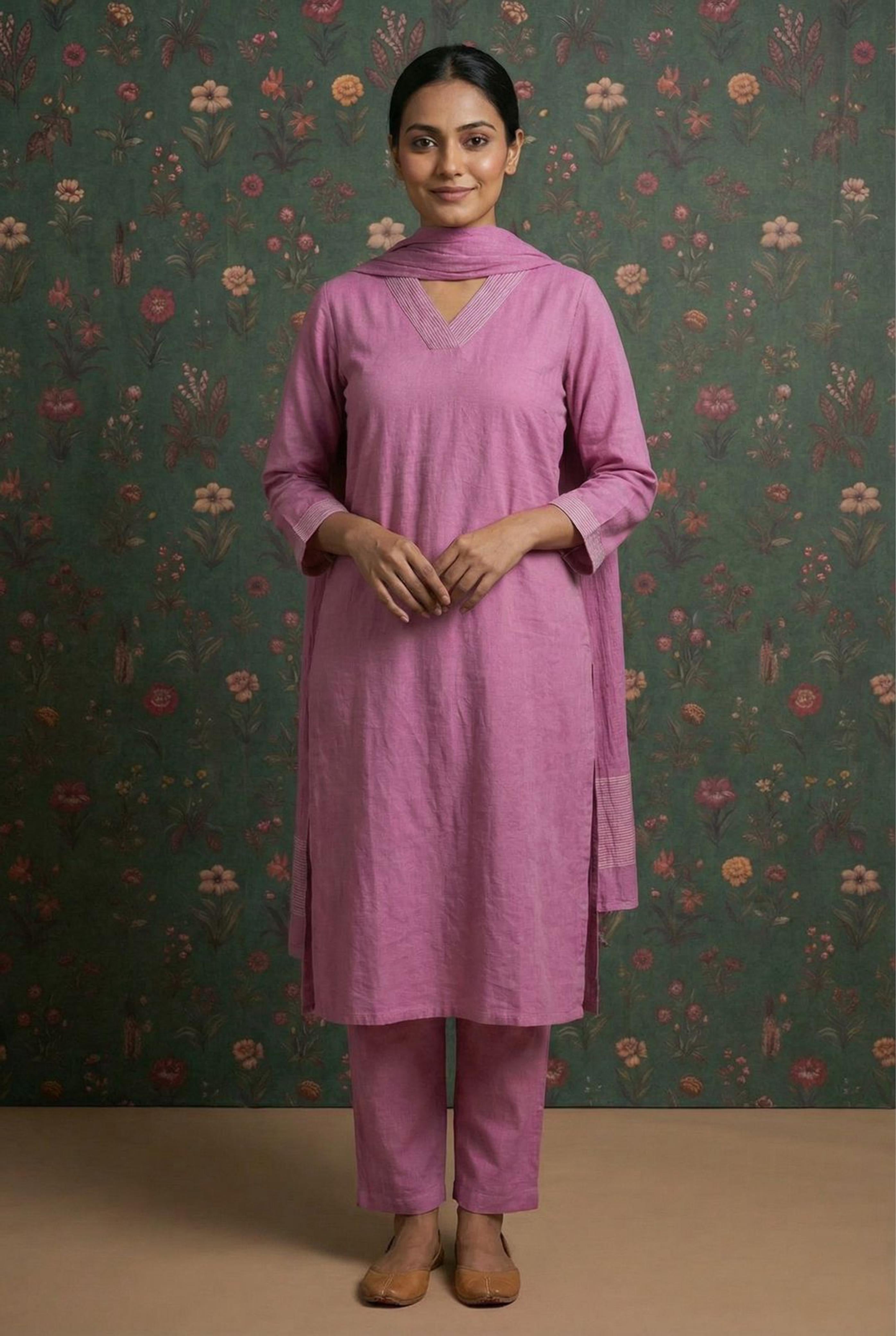 Tailored Lilac Cotton Suit Set | HER-529