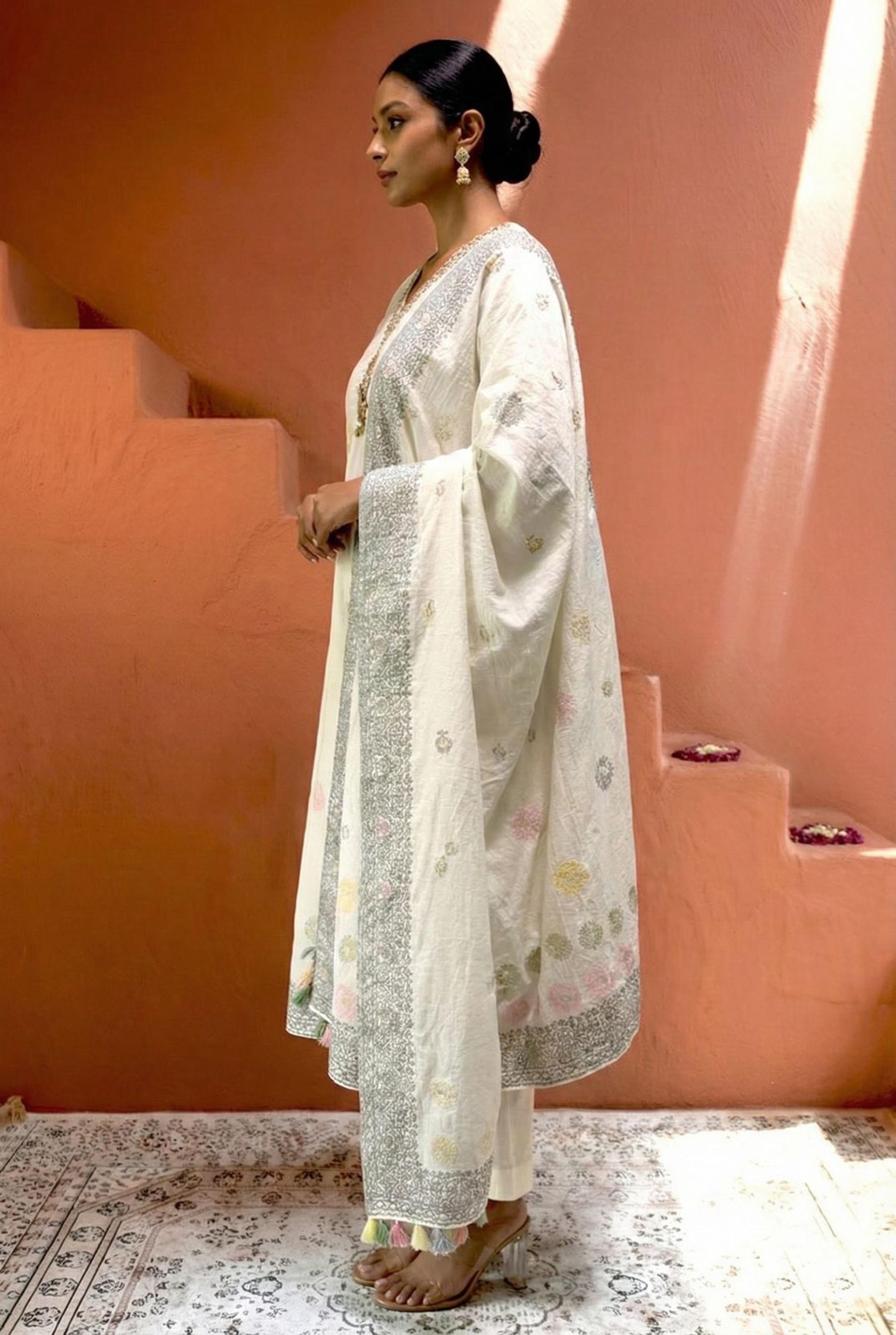 Parizad Handcrafted Pastel Cotton Suit Set | HER-589