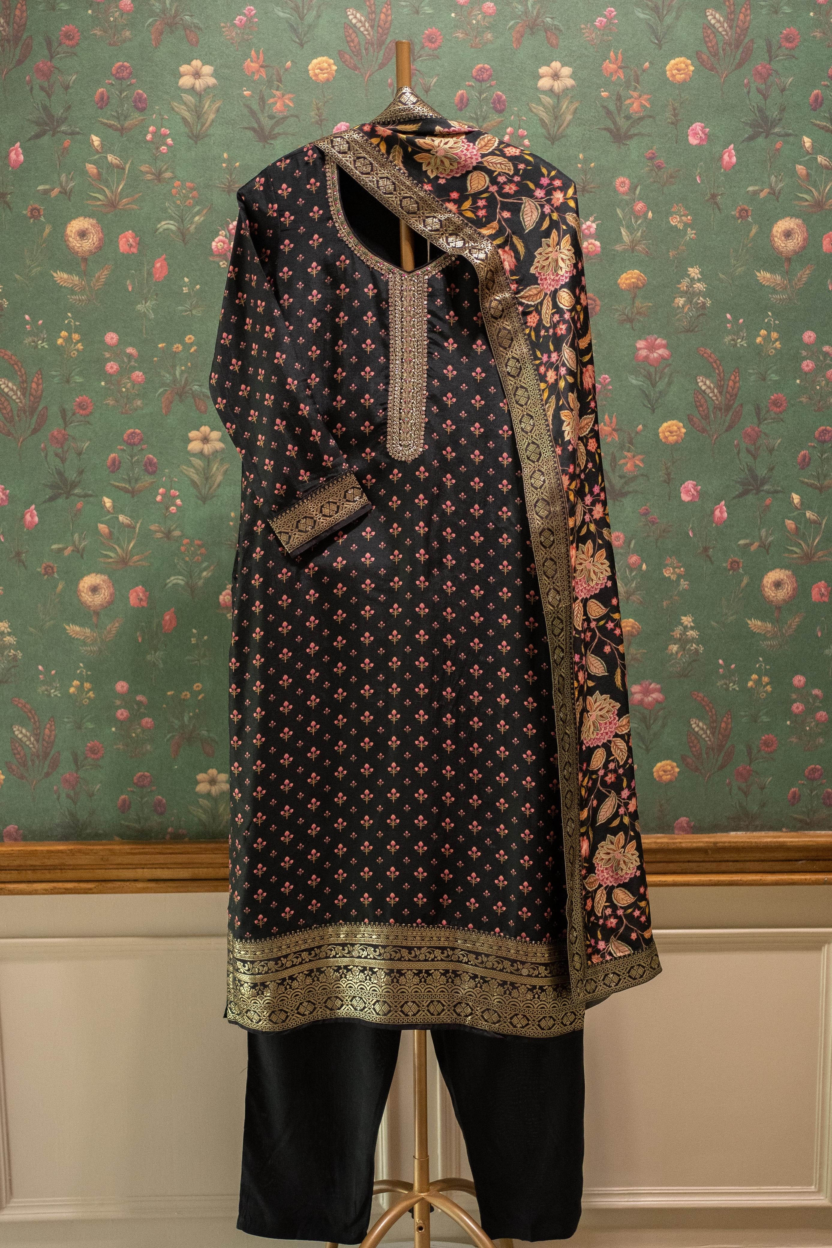 Kanika Black Banarasi Suit Set | HER-557