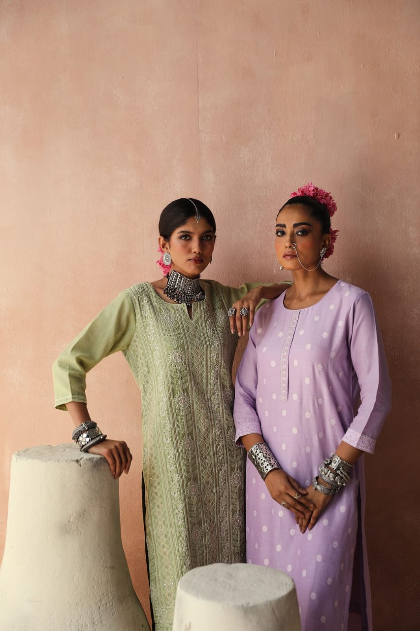 Mint Green Chikankari Kurta Set | HER-258