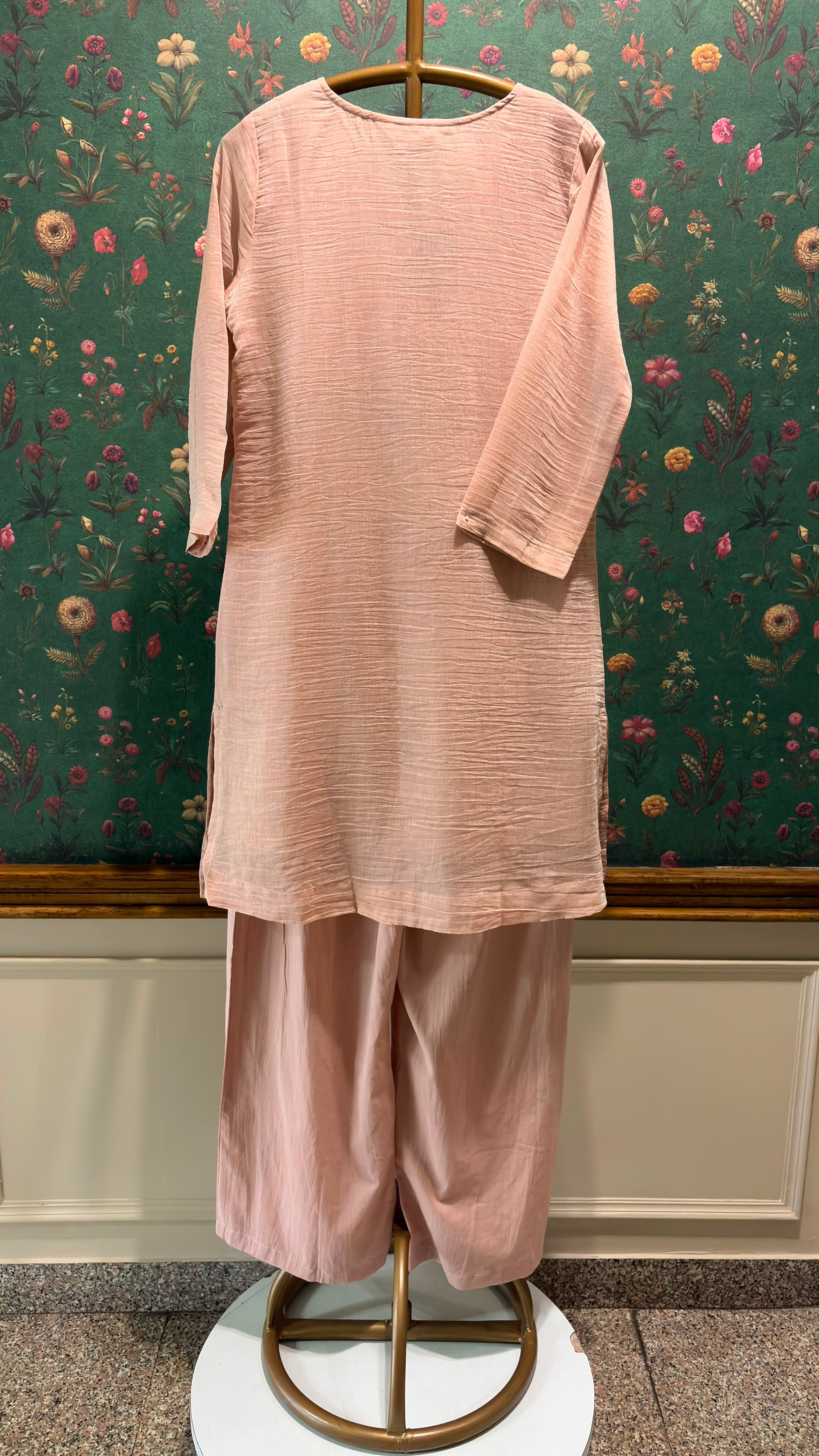 Pastel Pink Mul-Chanderi Kurta Set