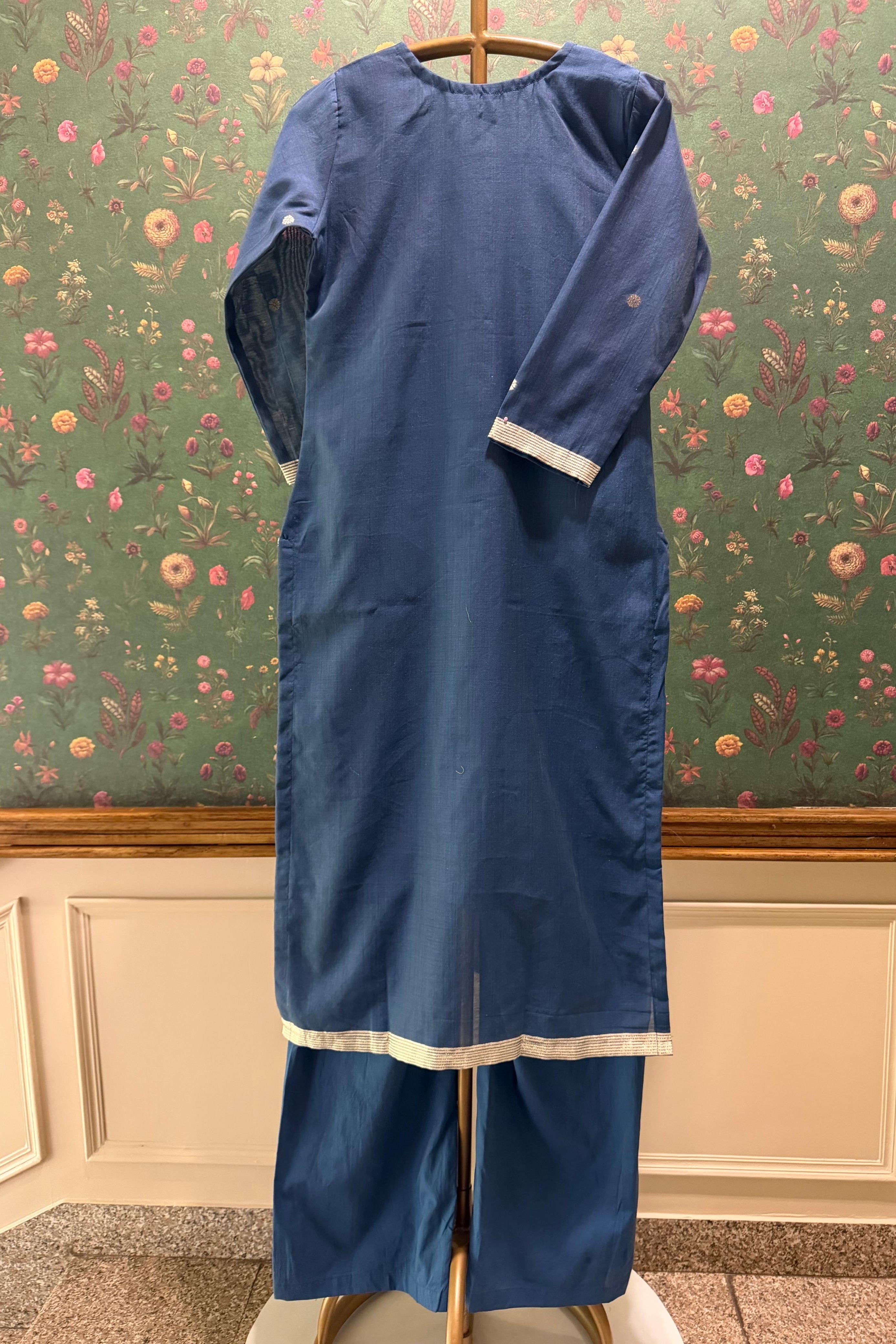 Blue Chanderi Suit Set | HER-618
