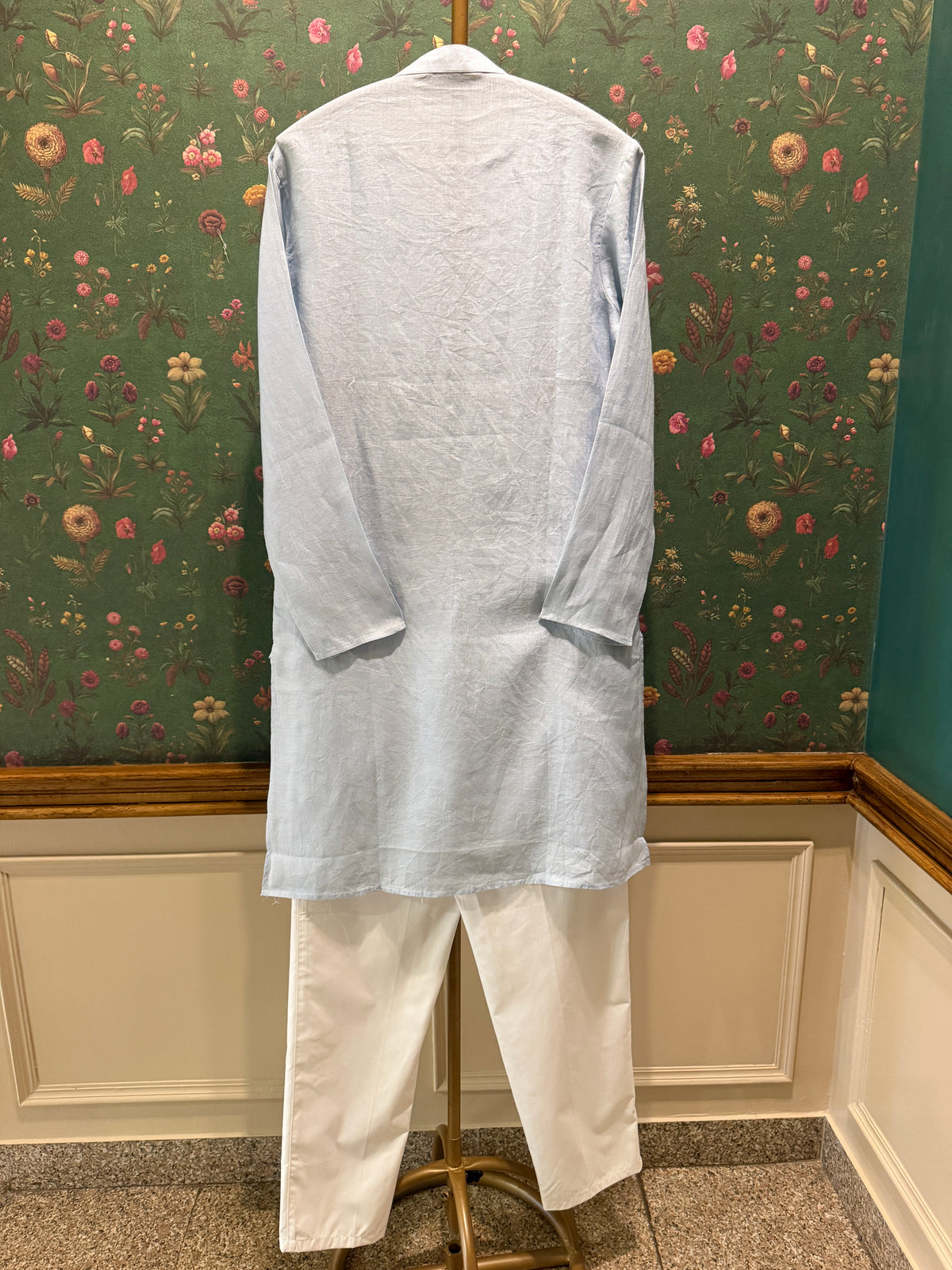 Men’s Pure Linen Kurta Pajama Set - Powder Blue
