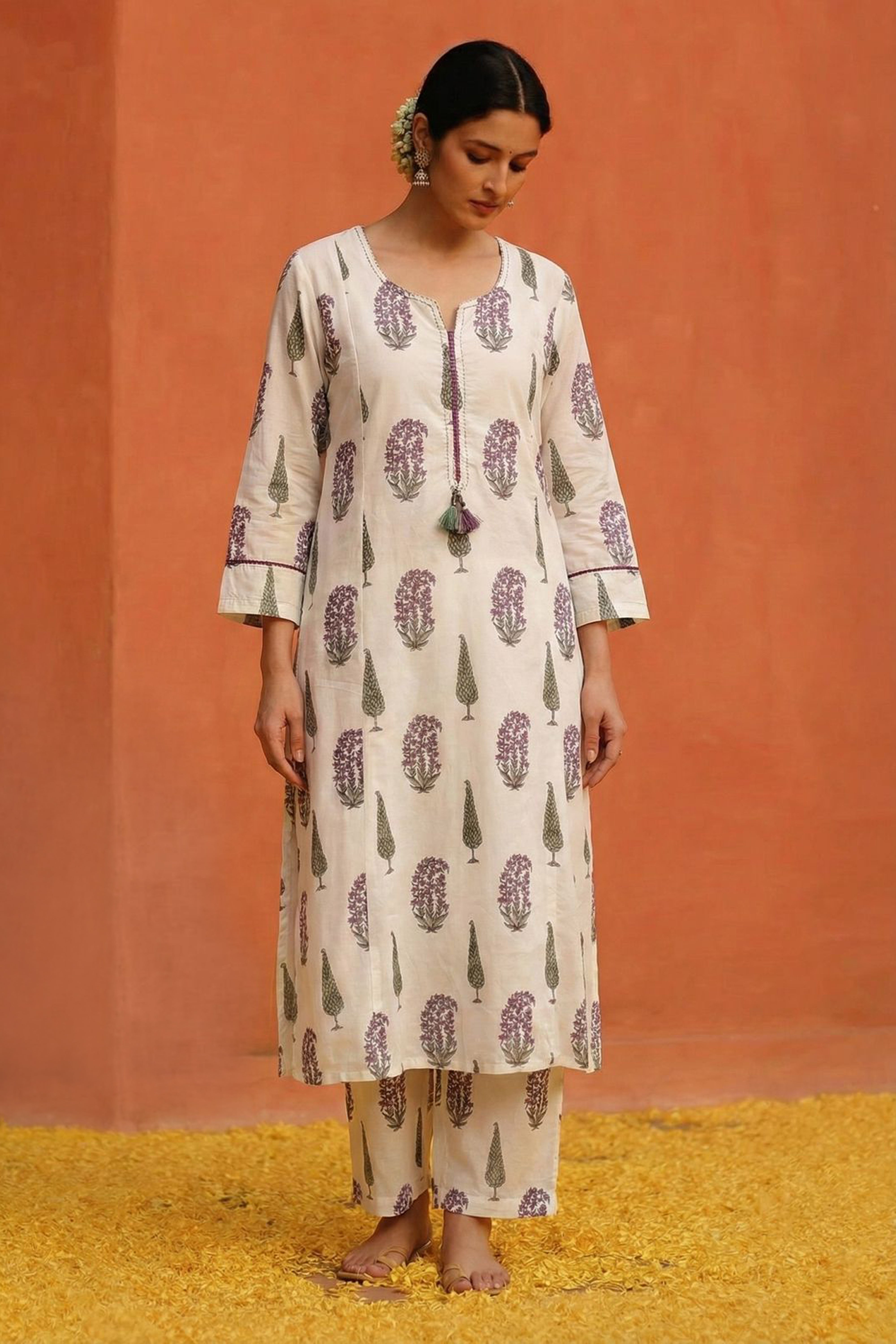 Paisley Hand-block Cotton Kurta/Co-ord Set | HER-520