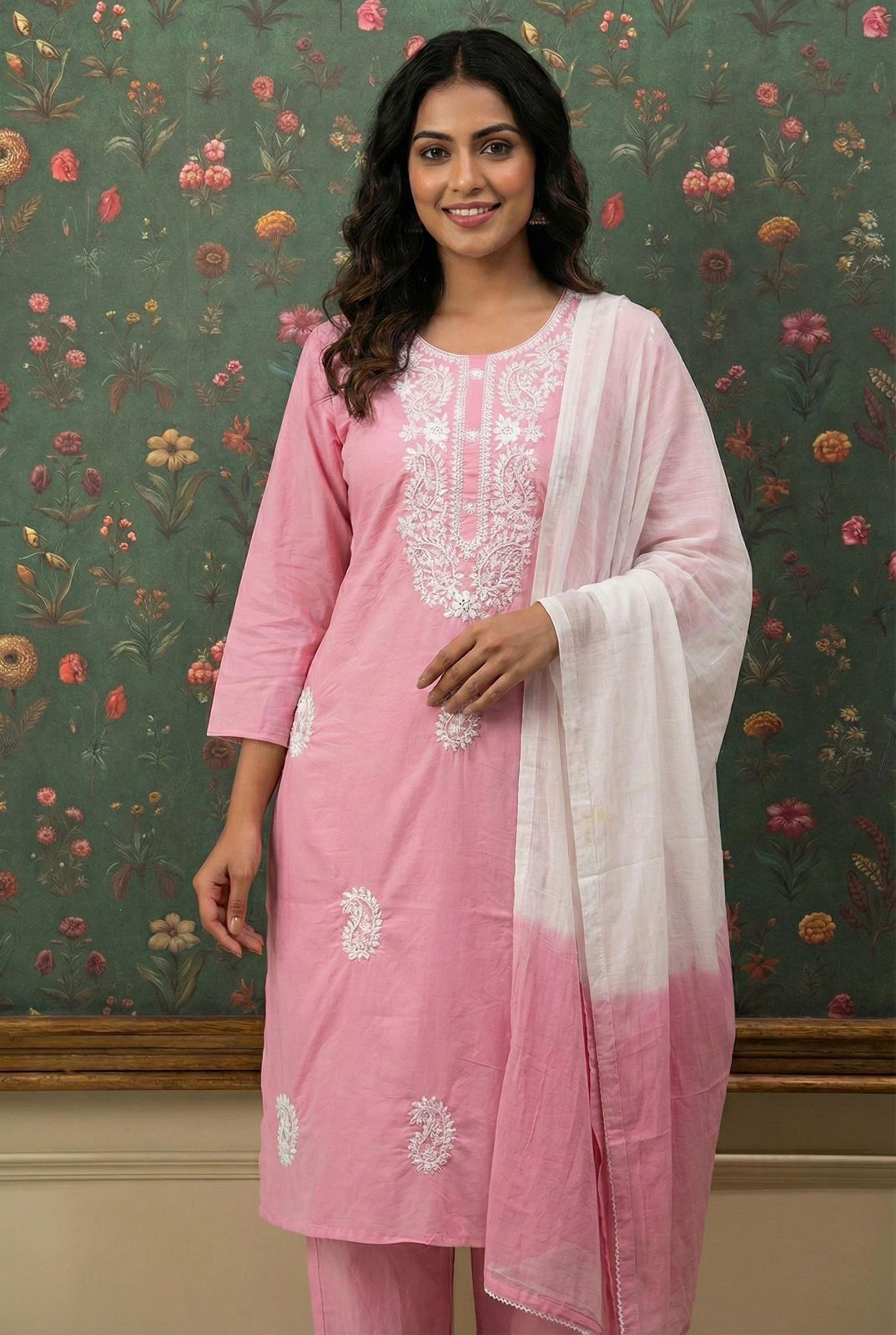 Pink Chikankari Suit Set | HER-521