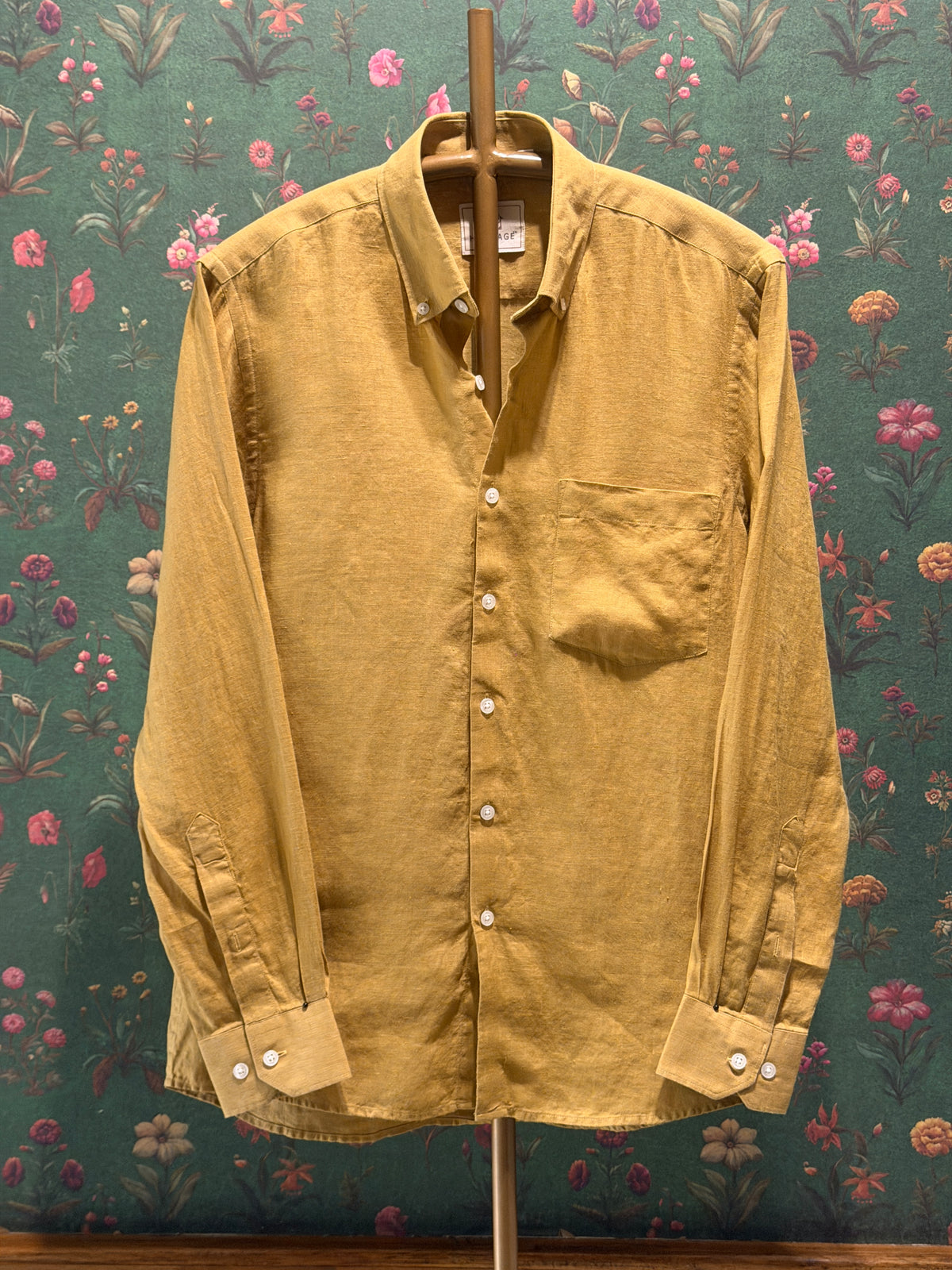 Men’s Mustard Yellow Pure Linen Full Sleeves Shirt