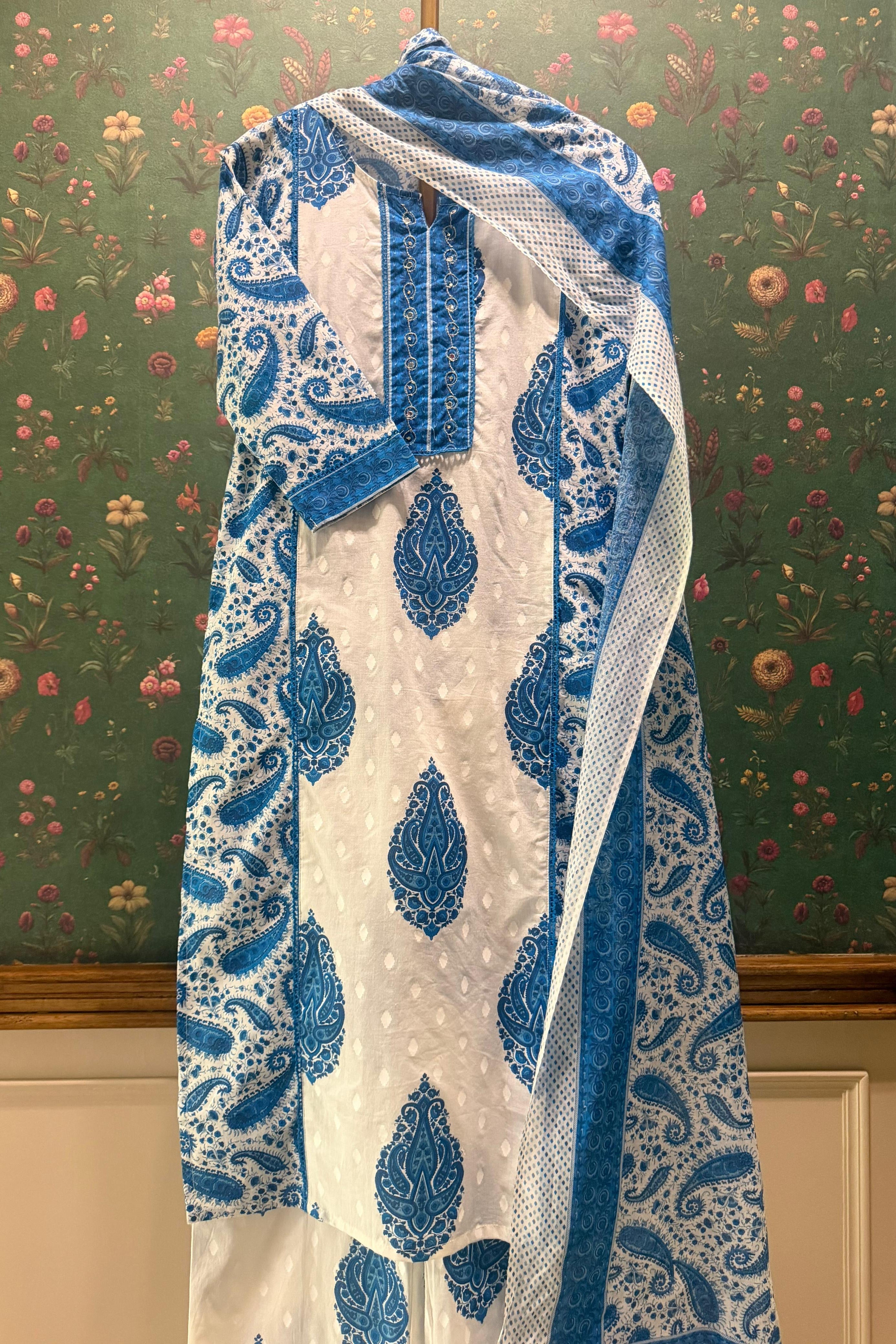 Zarifa Blue Cotton Suit Set | HER-717