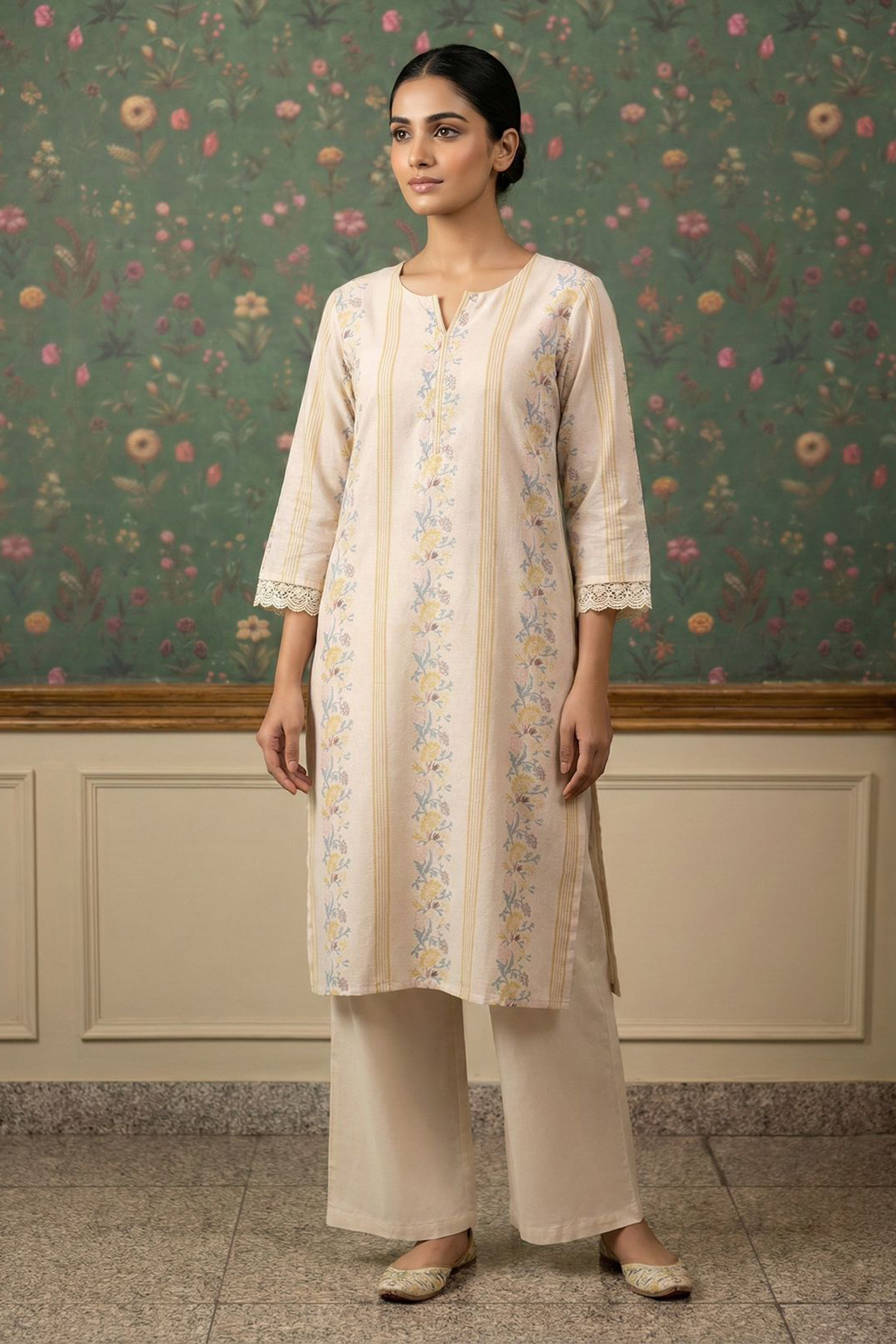 Gulzaar Yellow Handloom Cotton Kurta/Co-ord Set | HER-532