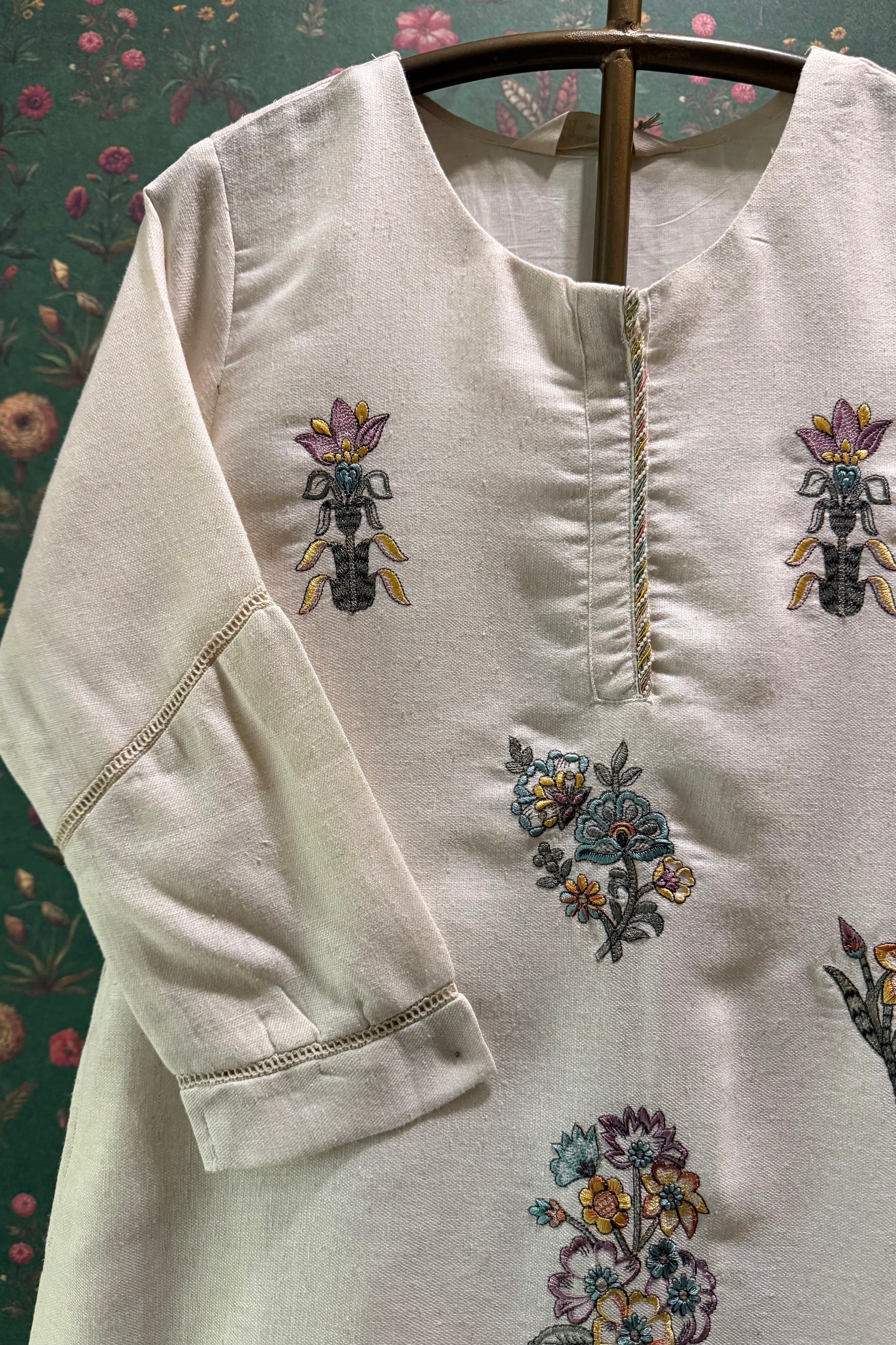 Ivory Bloom Embroidered Co-ord Set | HER-631