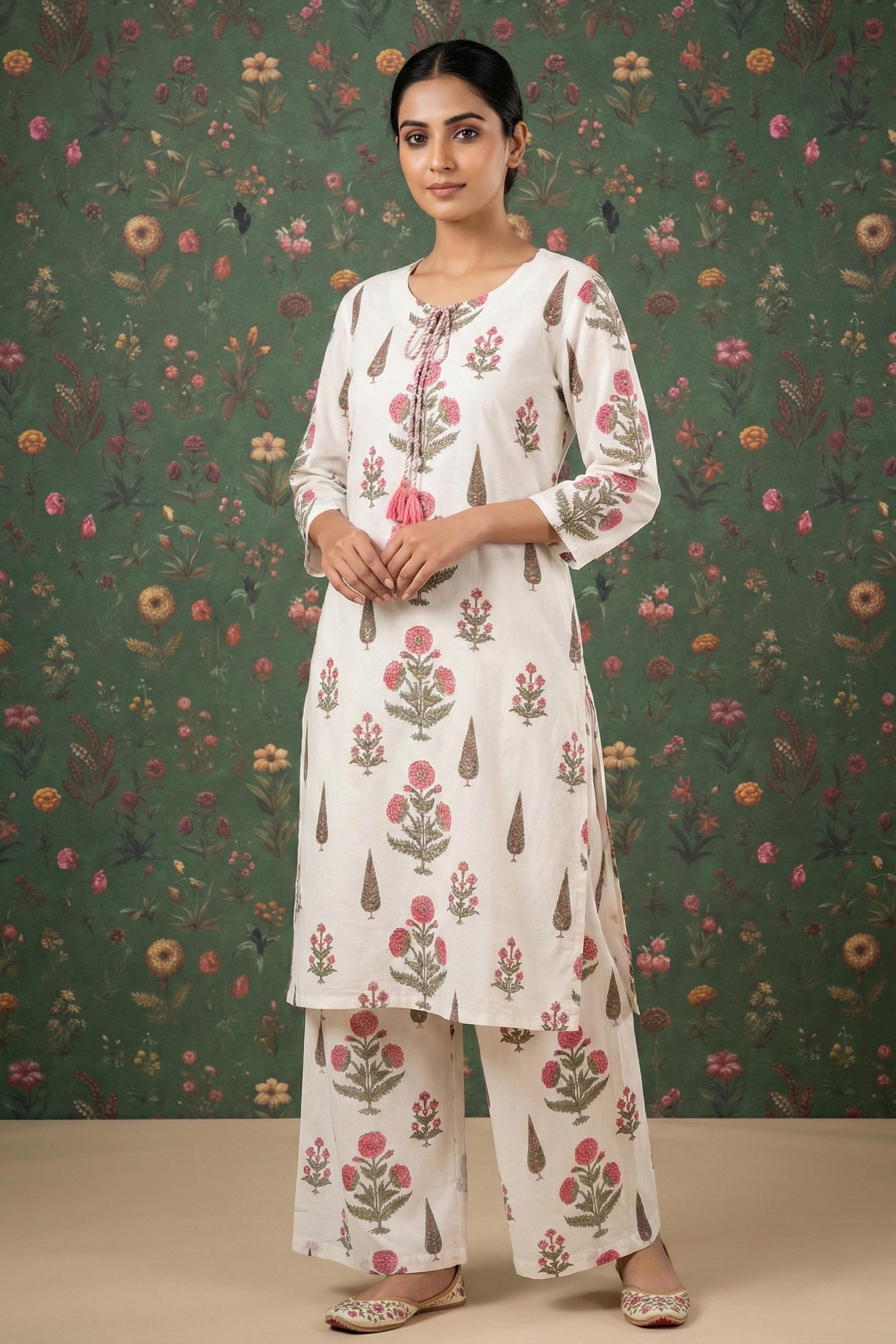 Bloom & Thread Kurta/Co-ord Set - Rani Pink
