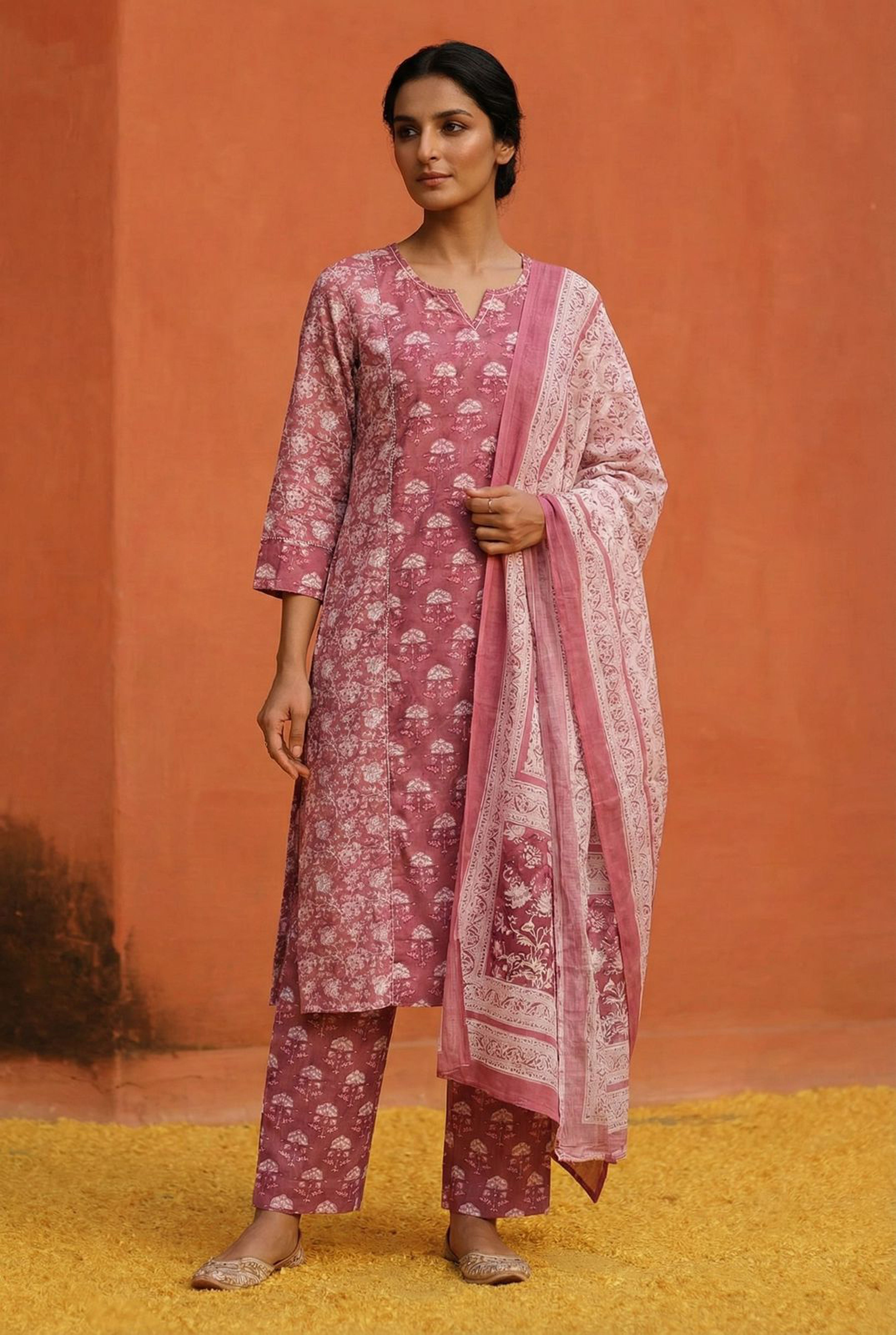 Pink Cotton Suit Set