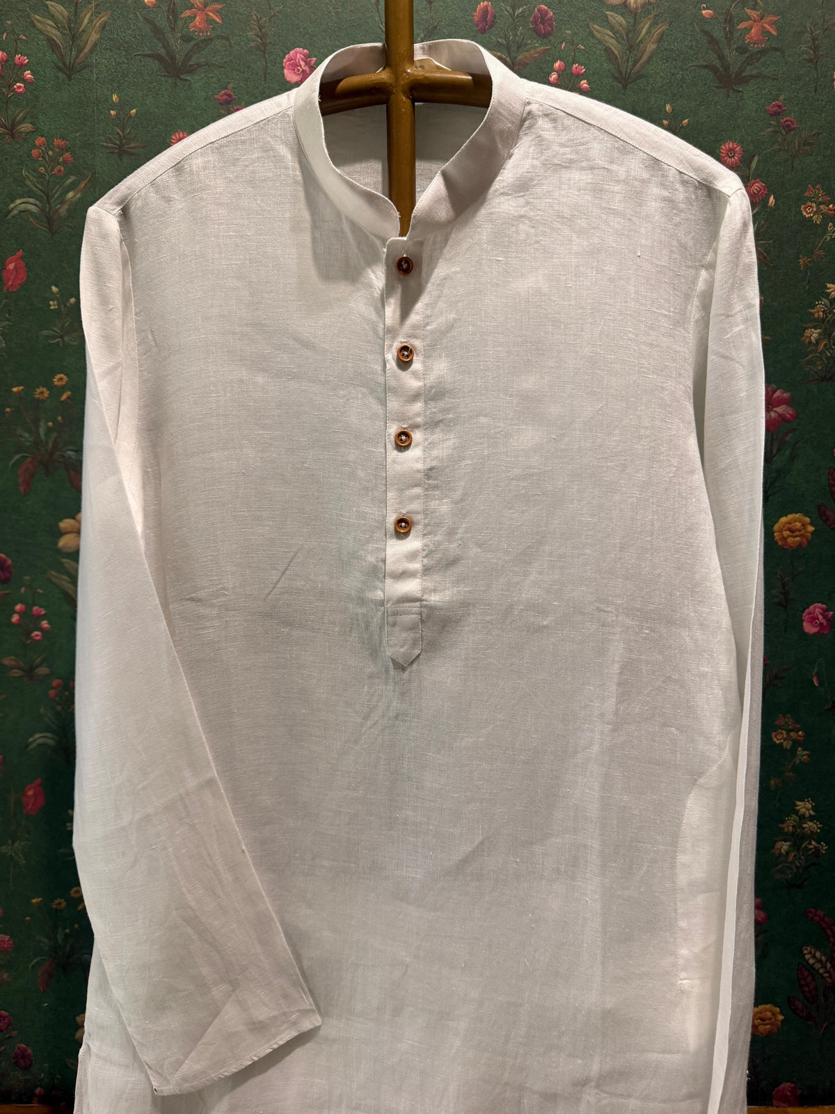 Men’s Pure Linen Kurta Pajama Set – Ivory White