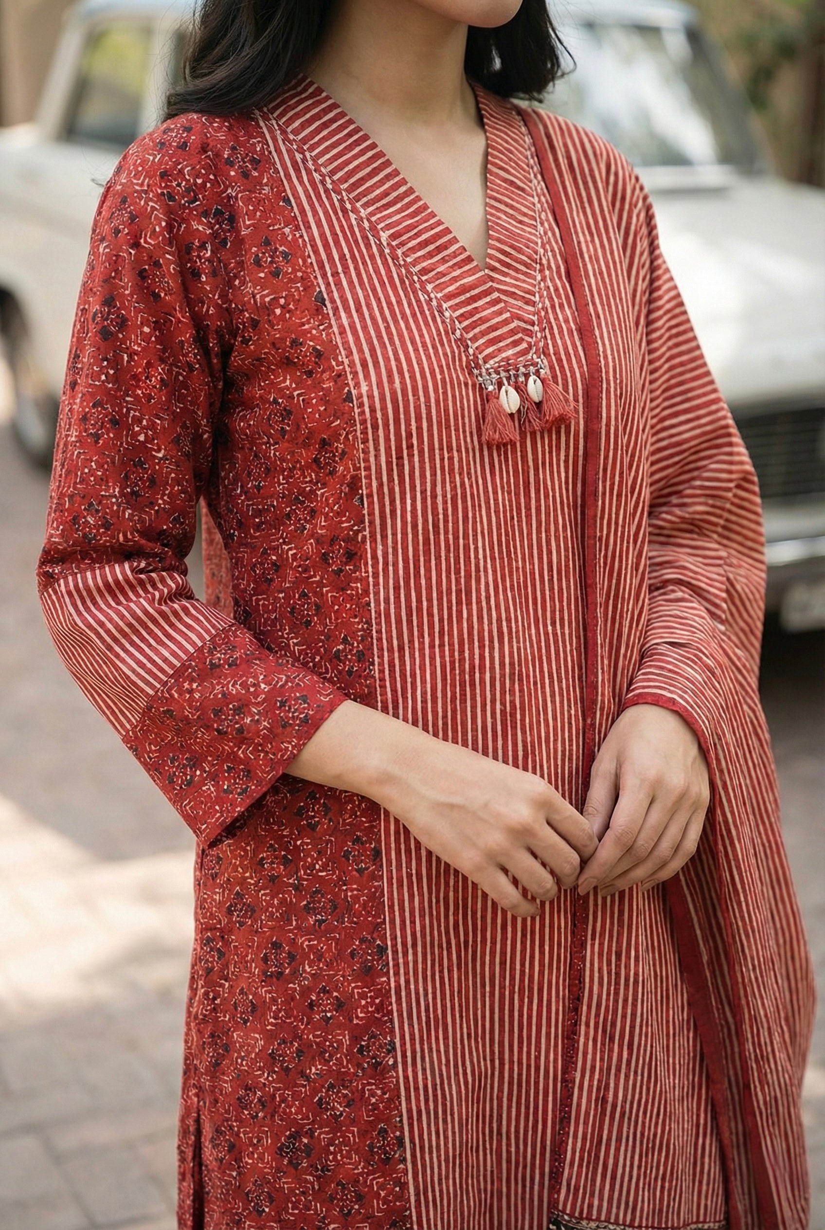 Rekha Ajrakh Rust Suit Set | HER-678