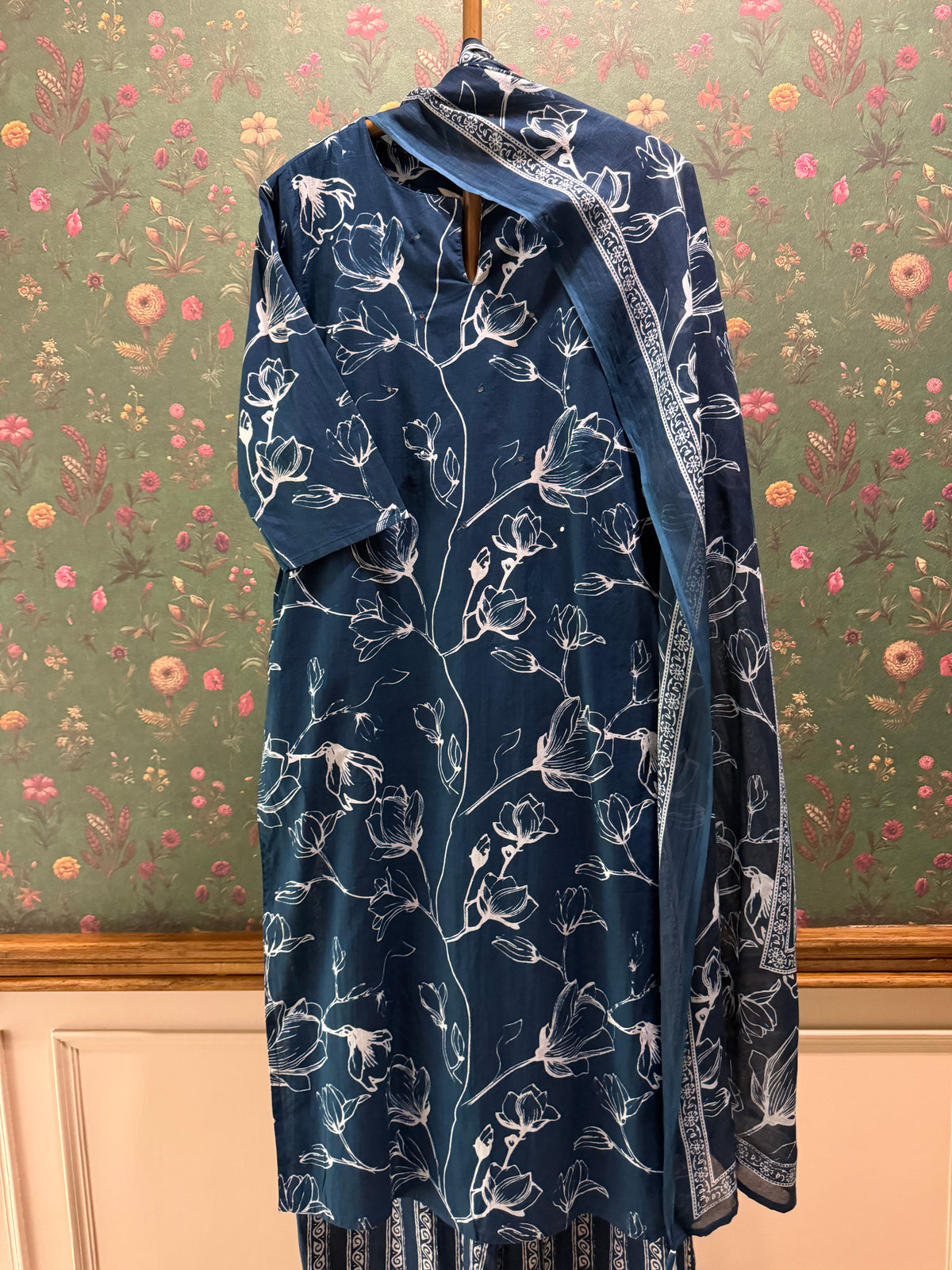 Blue Printed Suit Cotton Set | HER-728