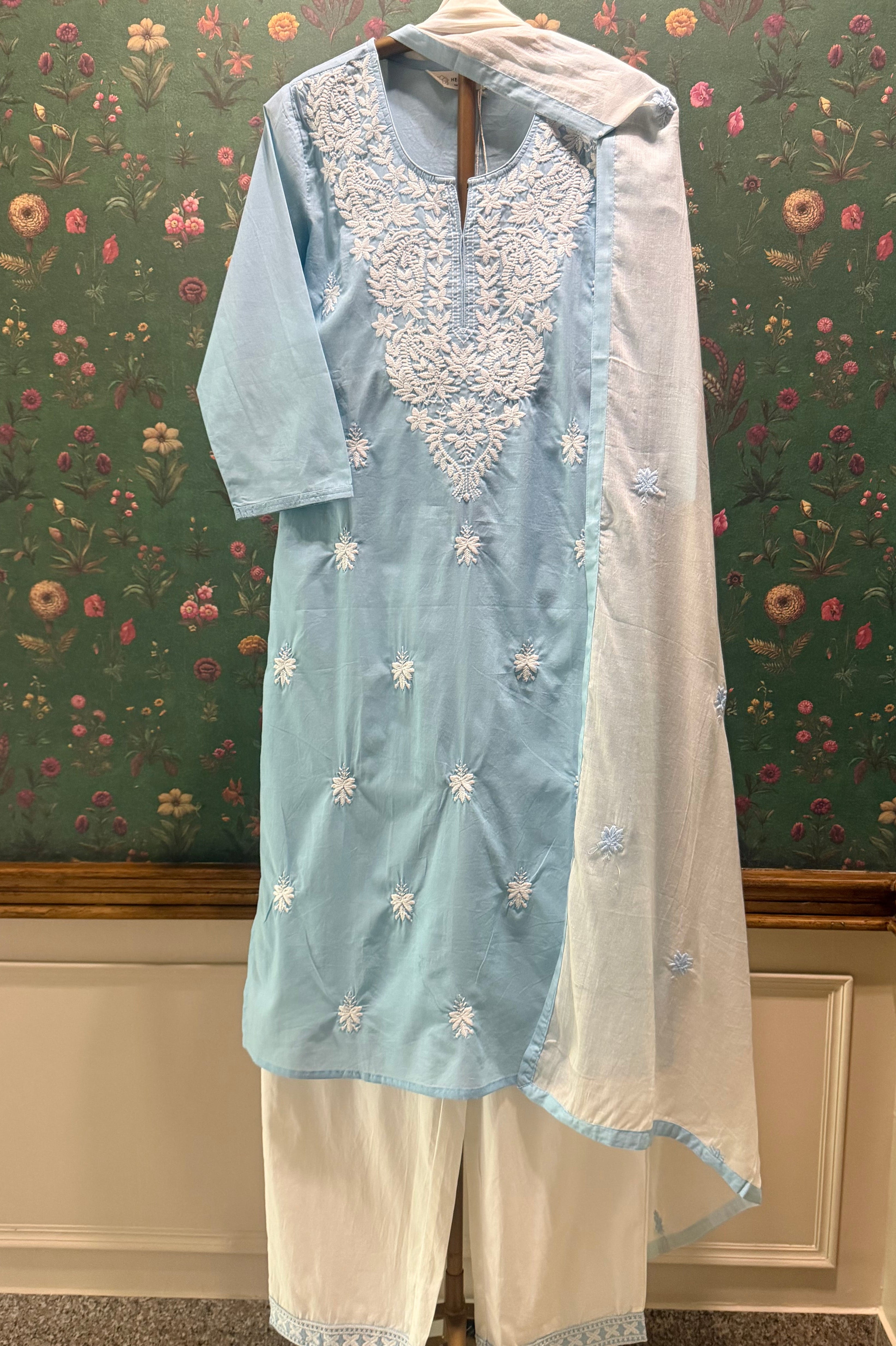 Pastel Blue Chikankari Suit Set | HER-703
