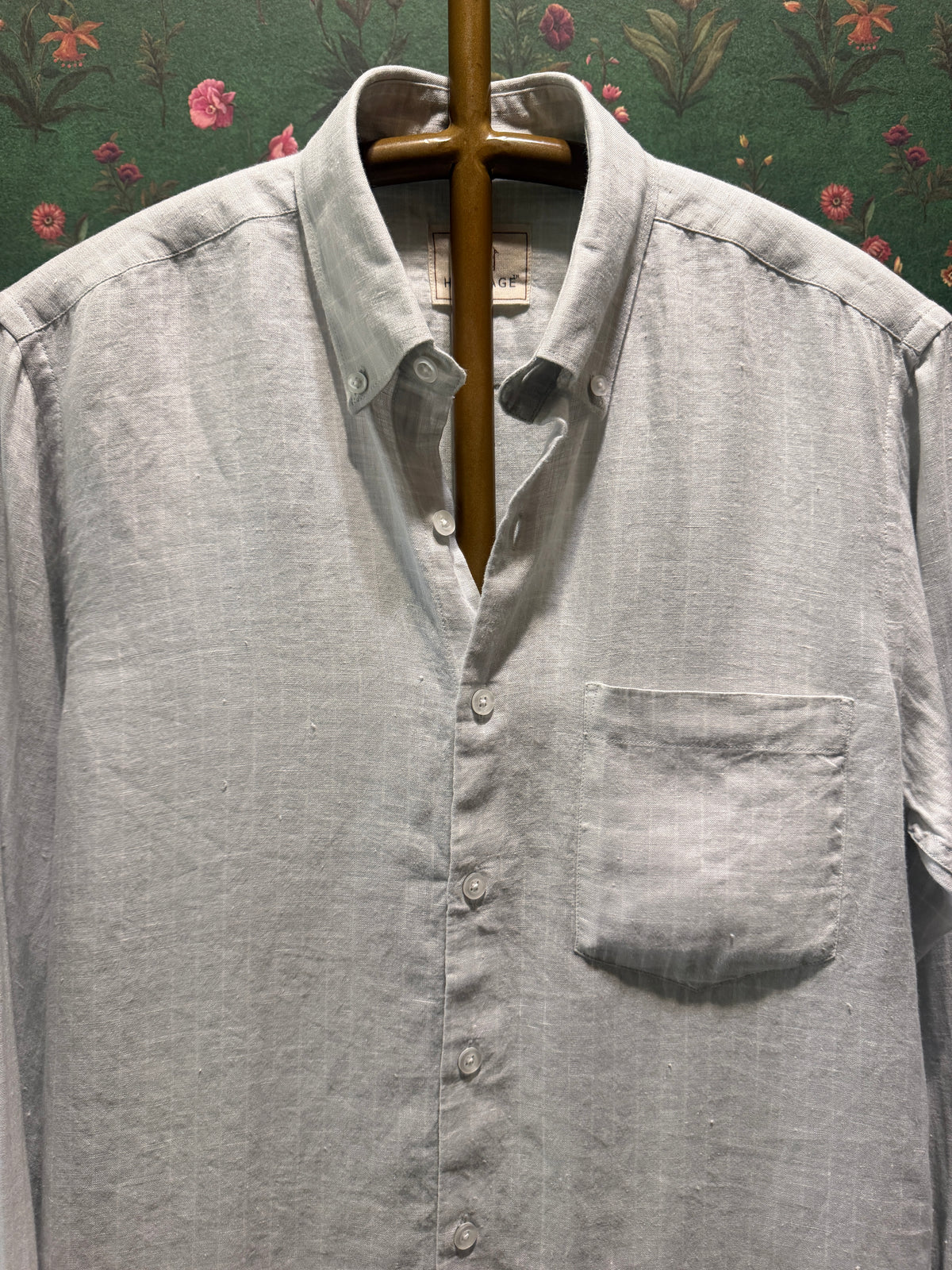 Men’s Off-White Striped Pure Linen Full Sleeves Shirt